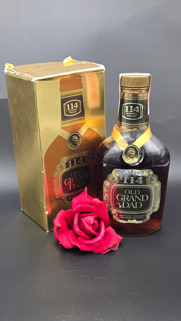 National Distillers Old Grand Dad 114 proof Lot 14 with box, 87 on glass