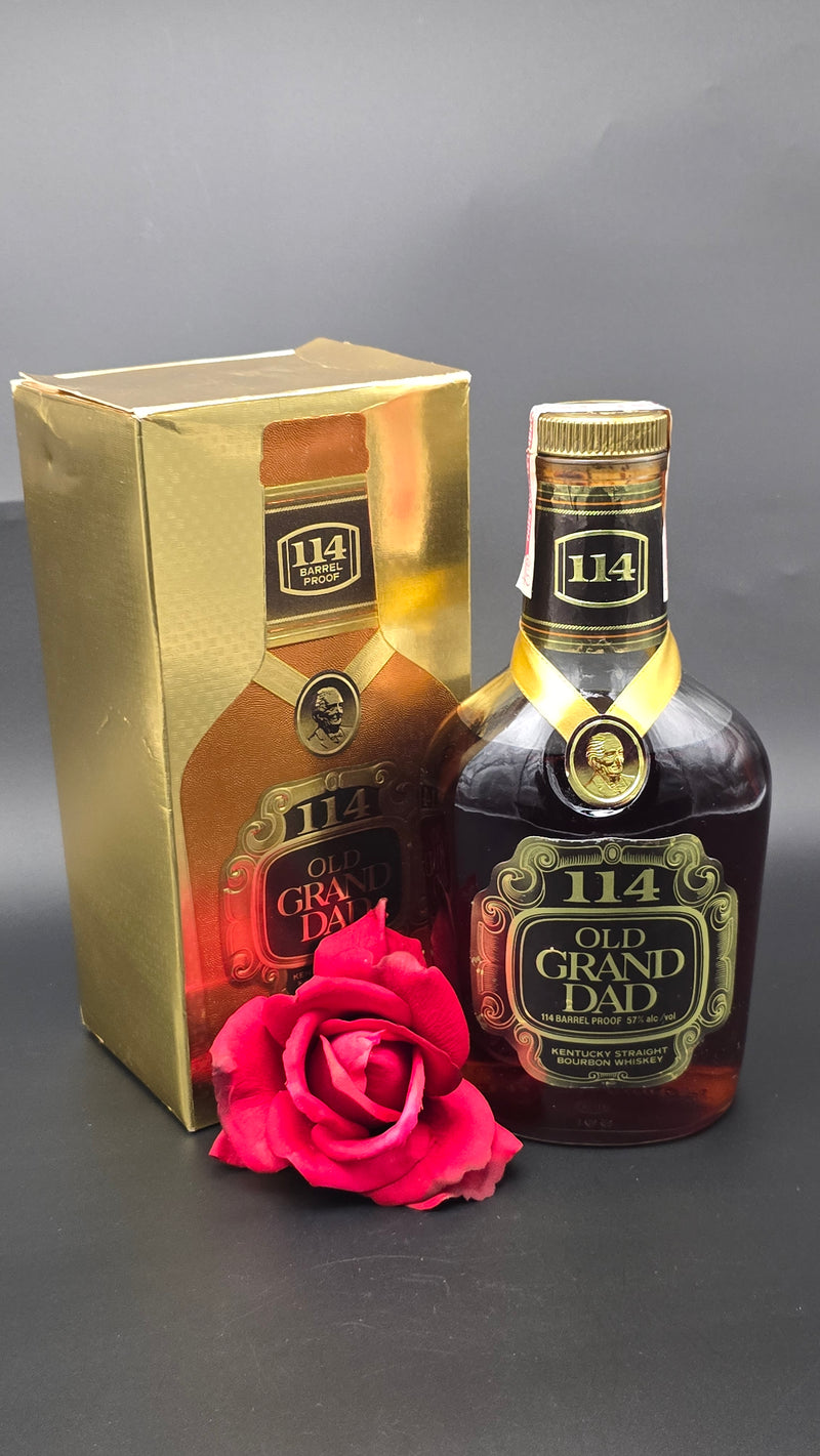 National Distillers Old Grand Dad 114 proof Lot 18 with box, 90 on glass