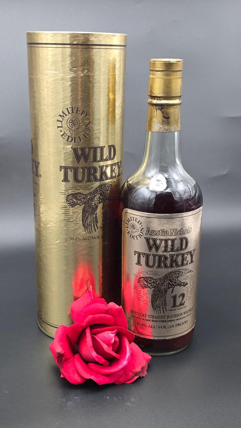 Wild Turkey 12-year "Cheesy Gold Foil" with tube, 88 on glass