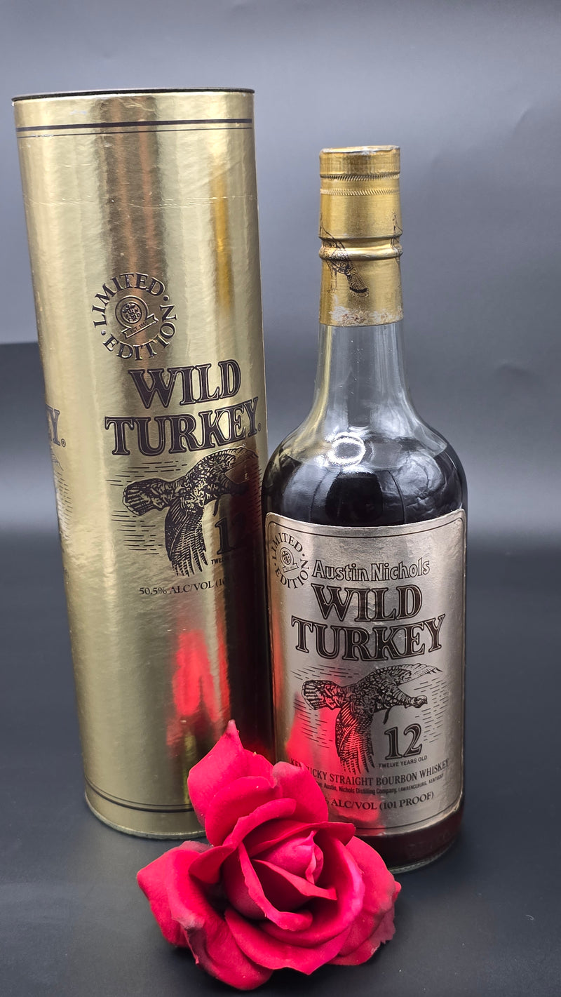 Wild Turkey 12-year "Cheesy Gold Foil" with tube, 88 on glass (second release)