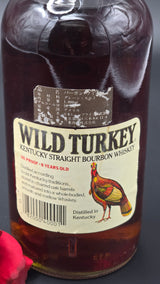 Wild Turkey 8-year 101 proof Liter, 88 on glass with wooden box