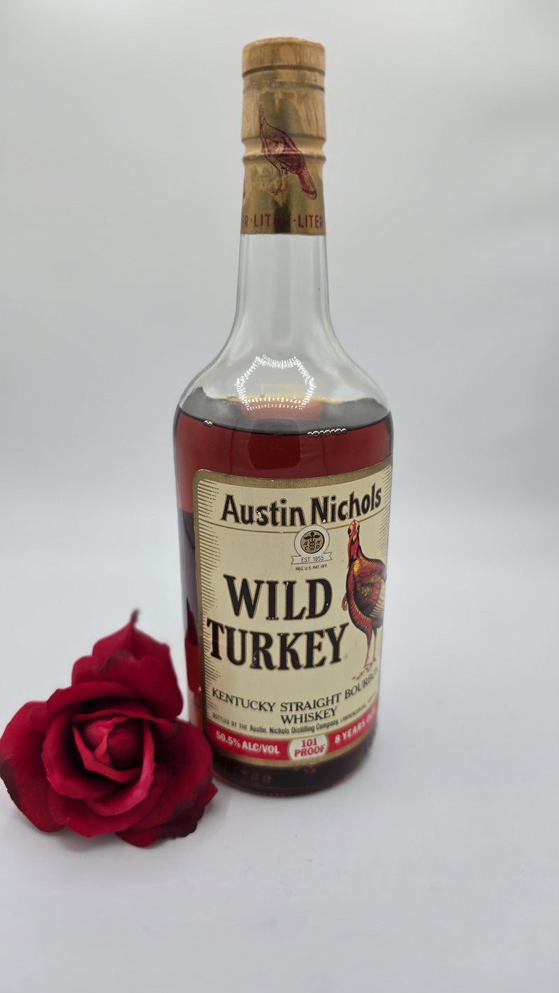 Wild Turkey 8 year 101 1 Liter, 89 on glass (low fill)