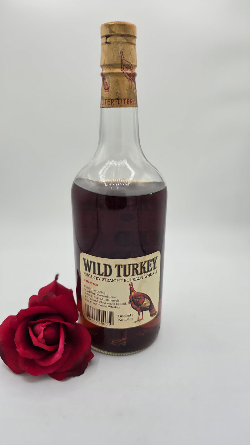 Wild Turkey 8 year 101 1 Liter, 89 on glass (low fill)