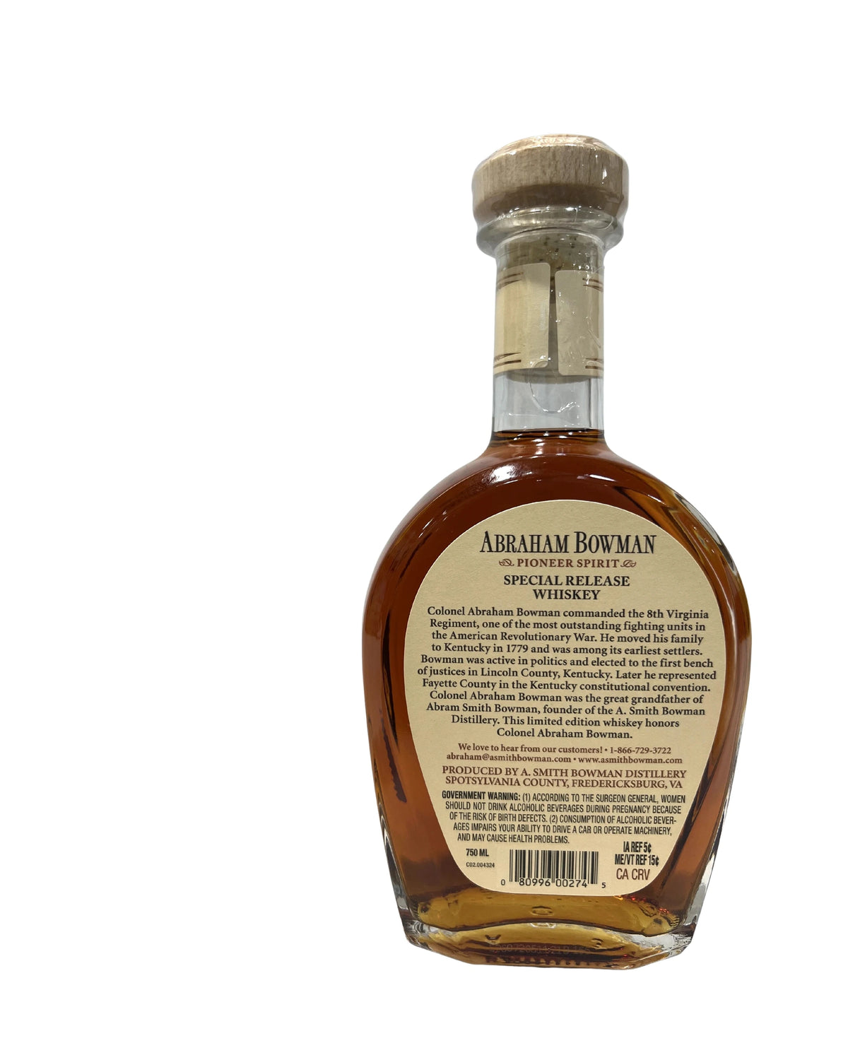 Abraham Bowman Rye Whiskey 110 Proof (2026) 110 Proof 750ml