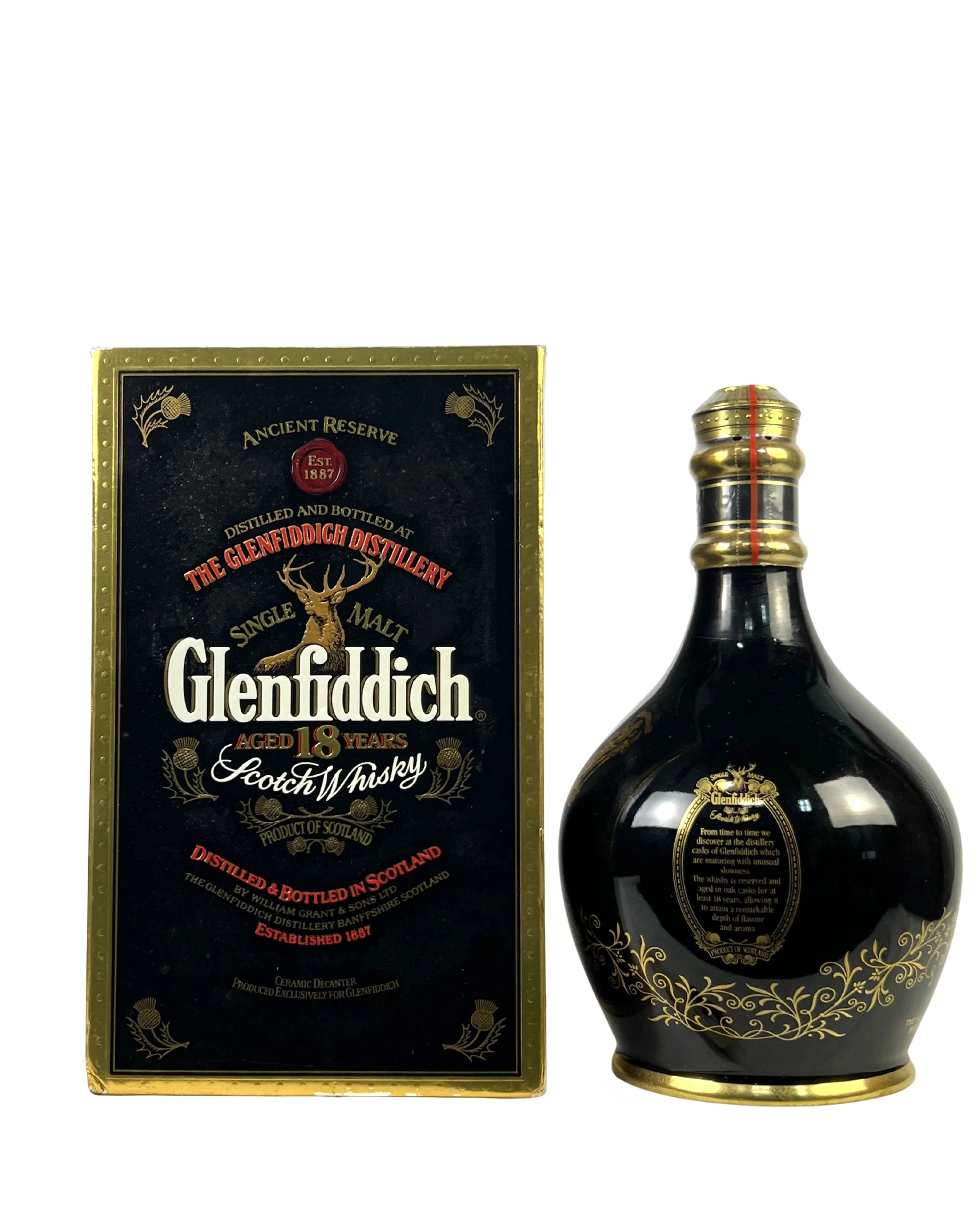Glenfiddich Ancient Reserve 18 Year Scotch Ceramic Decanter - Rare