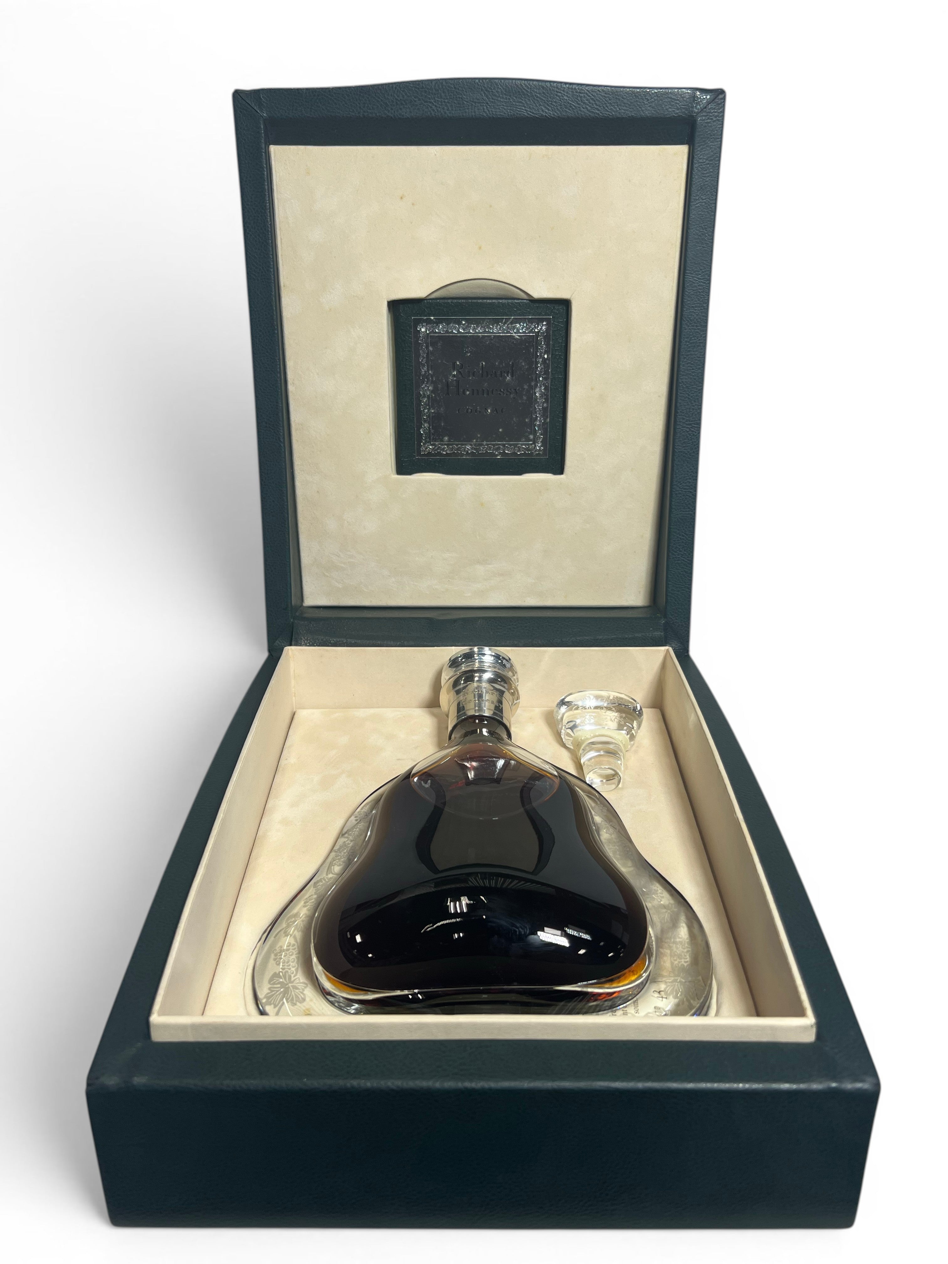 Richard Hennessy with box, replacement stopper, and certificate