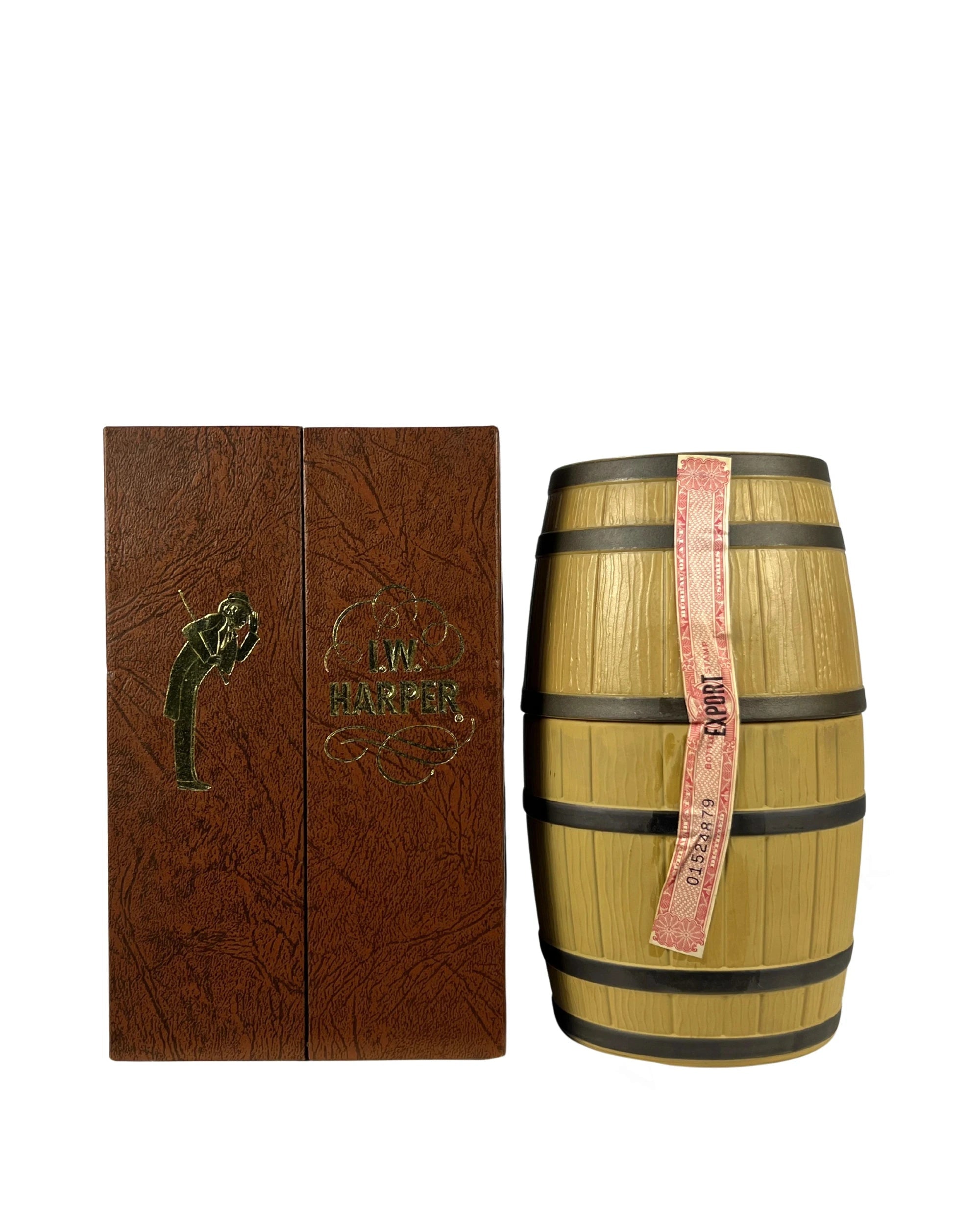 I.W. Harper mini-barrel decanter
