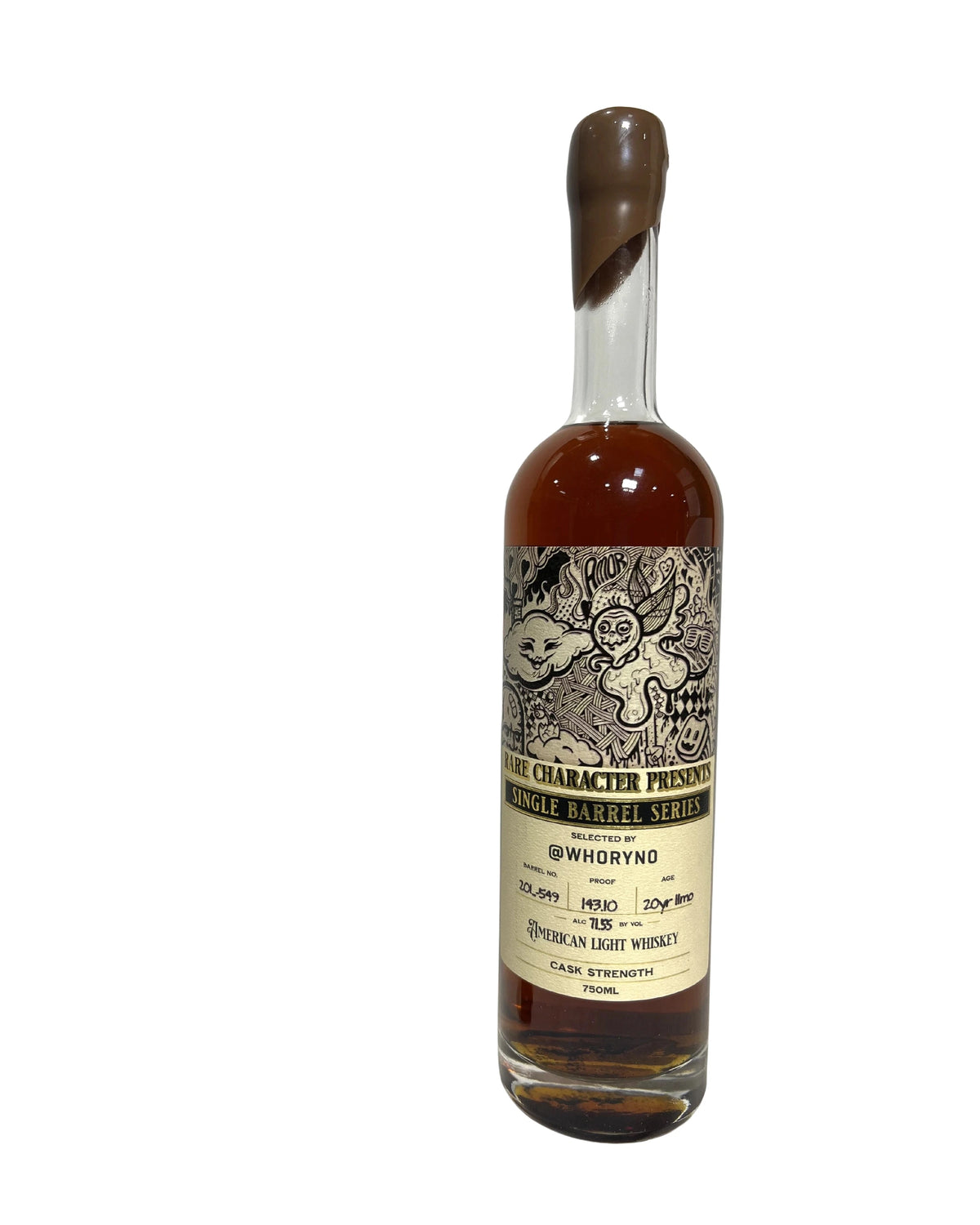 2025 Rare Character Single Barrel Series American Light Whiskey 143.10 proof Selected by @WHORYNO (2025) 143.1 Proof 750ml