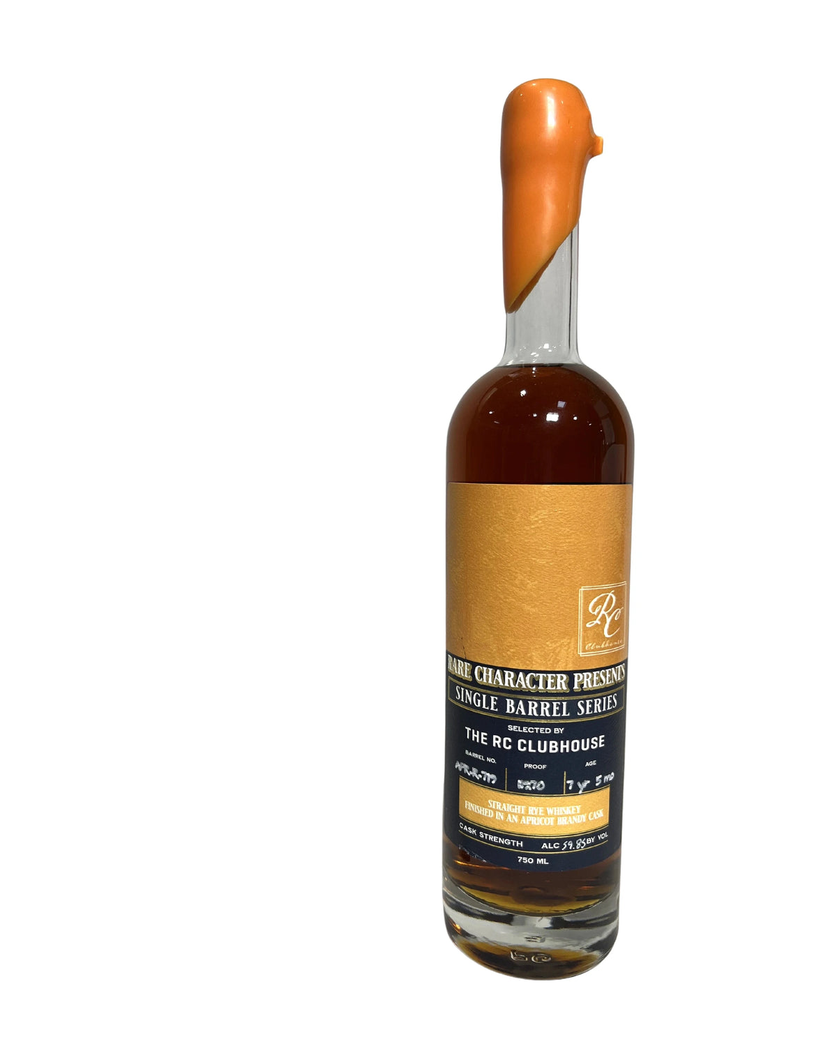 2024 Rare Character Single Barrel Series Straight Rye Whiskey 7 Year 5 Months Finished in an Apricot Brandy Cask 119.70 Proof Selected by "The RC Clubhouse" (2024) 119.7 Proof 750ml