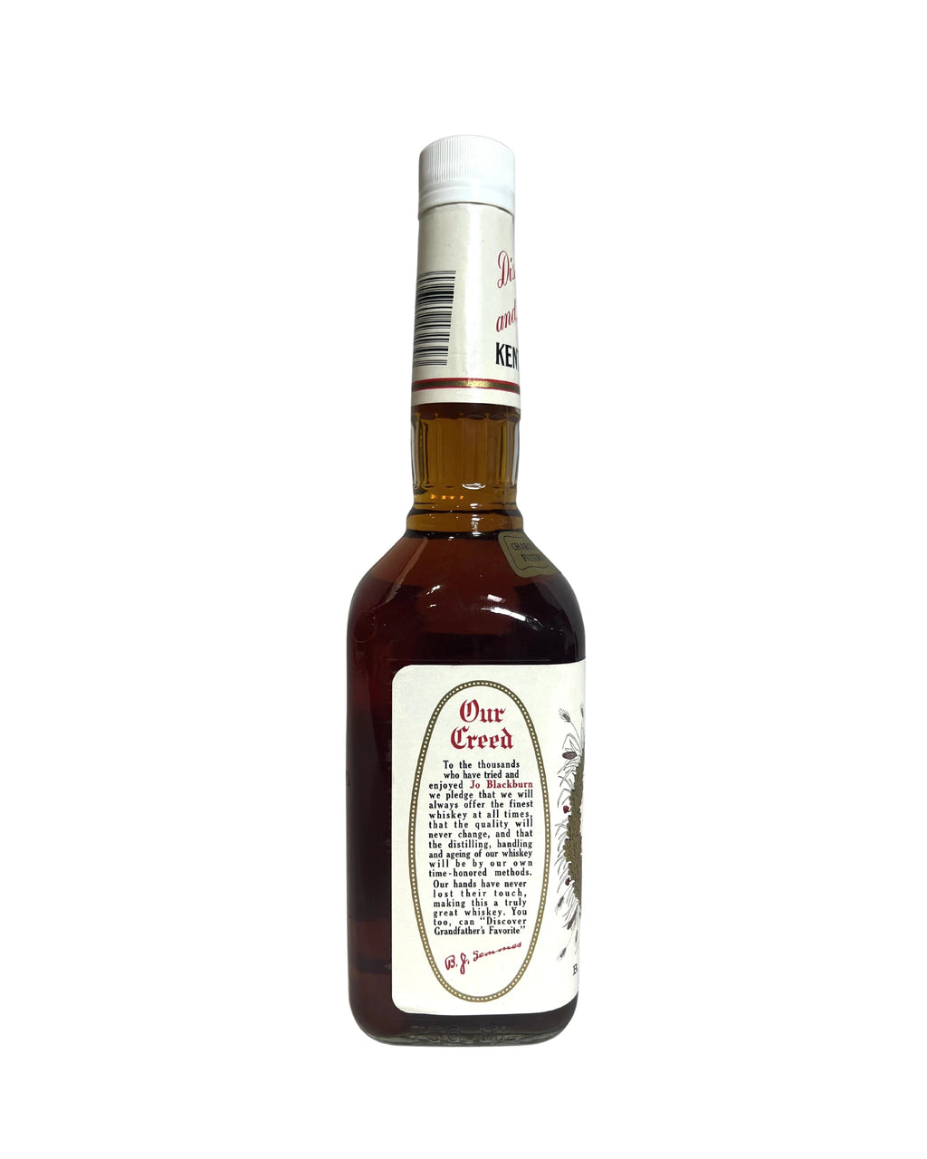 Jo Blackburn 12-year 90proof Heaven Hill pre-fire 2003 -bottle detail 2