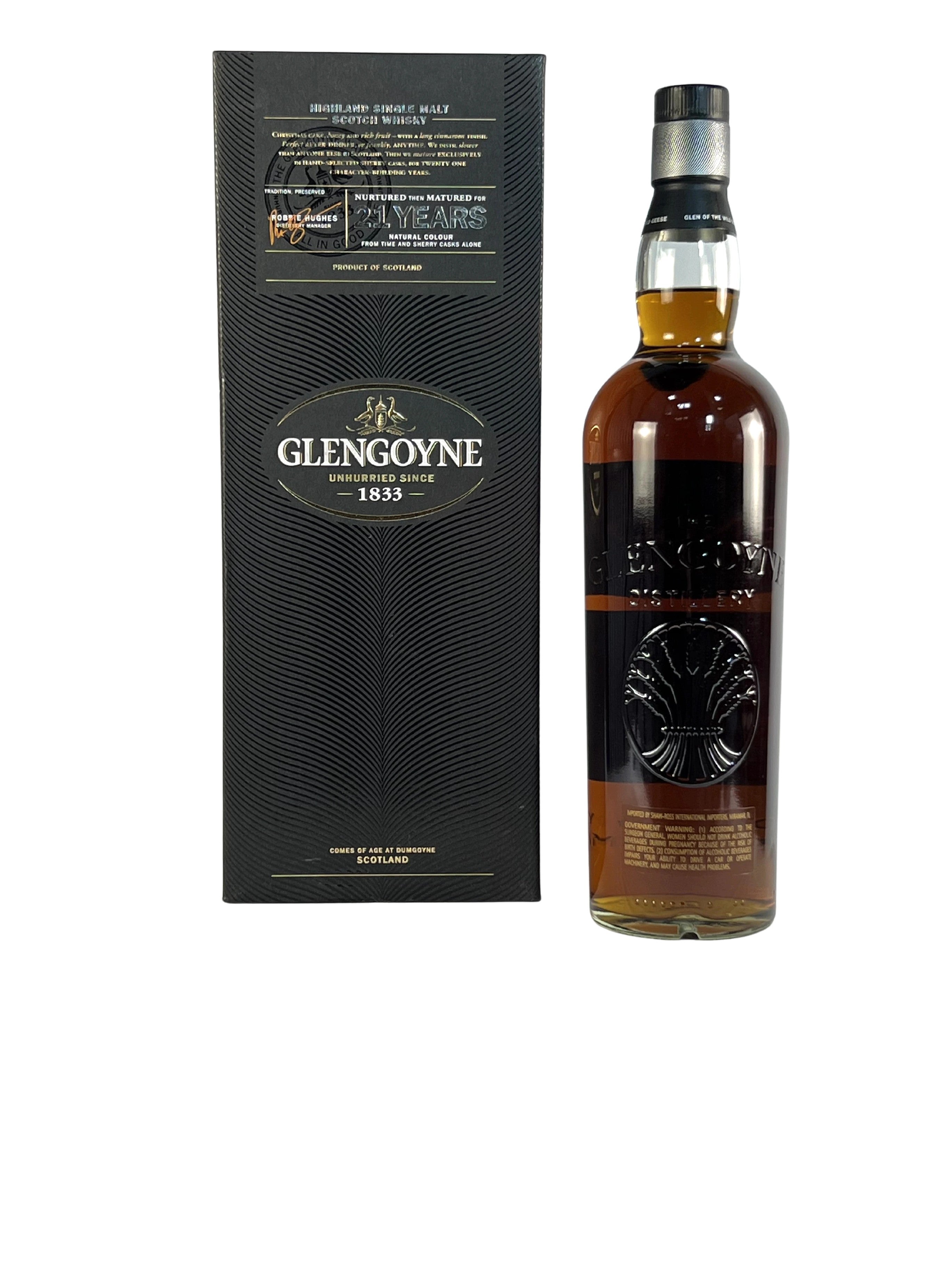 Glengoyne 21-year with box -bottle front