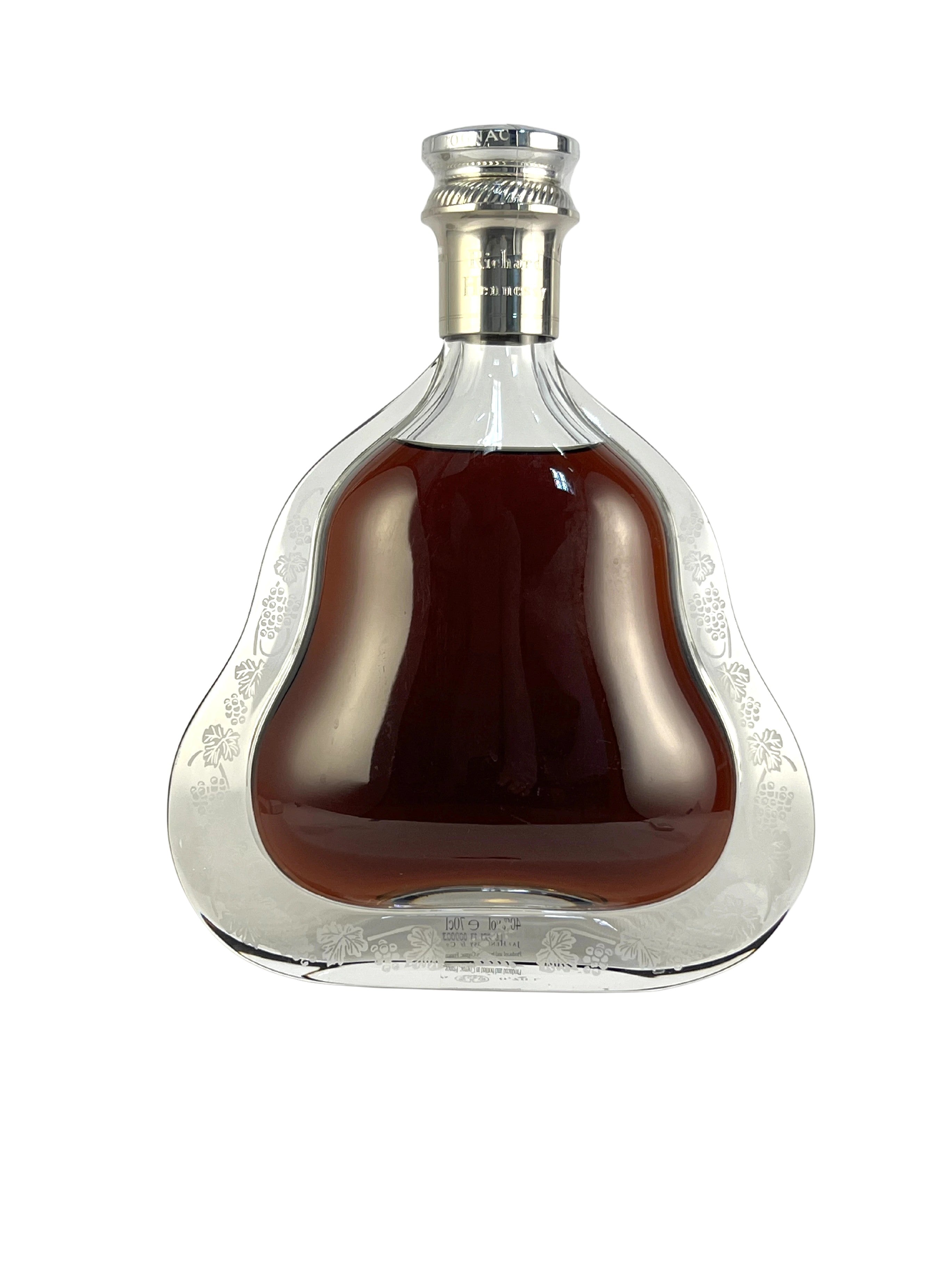 Richard Hennessy first edition (wooden top) with box, replacement stopper, and certificate -bottle front