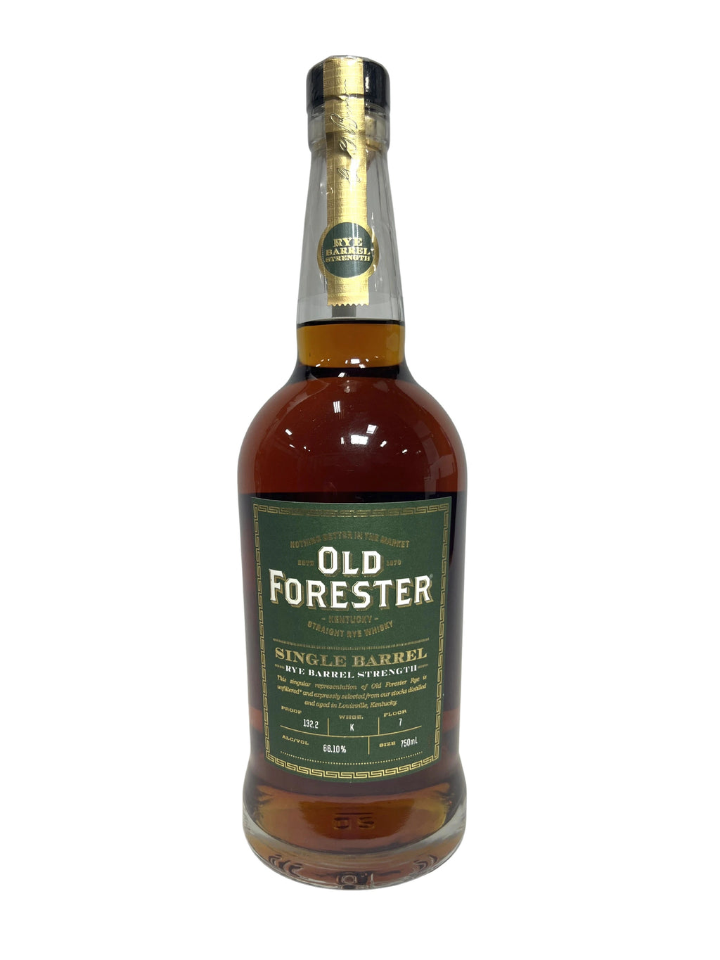 Old Forester Single Barrel Barrel Strength Rye -bottle front