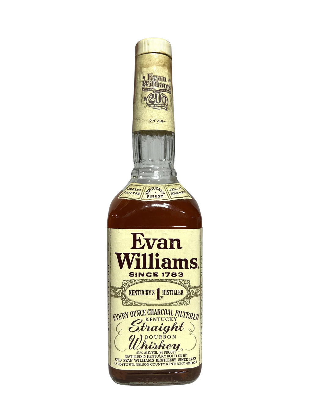 Evan Williams 200th Anniversary 1991 (pre-fire) -bottle front
