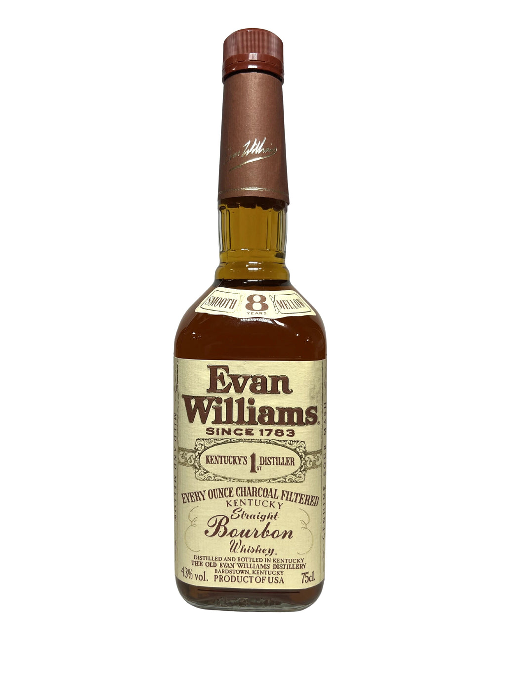 Evan Williams 8-year 1999 (pre-fire) -bottle front