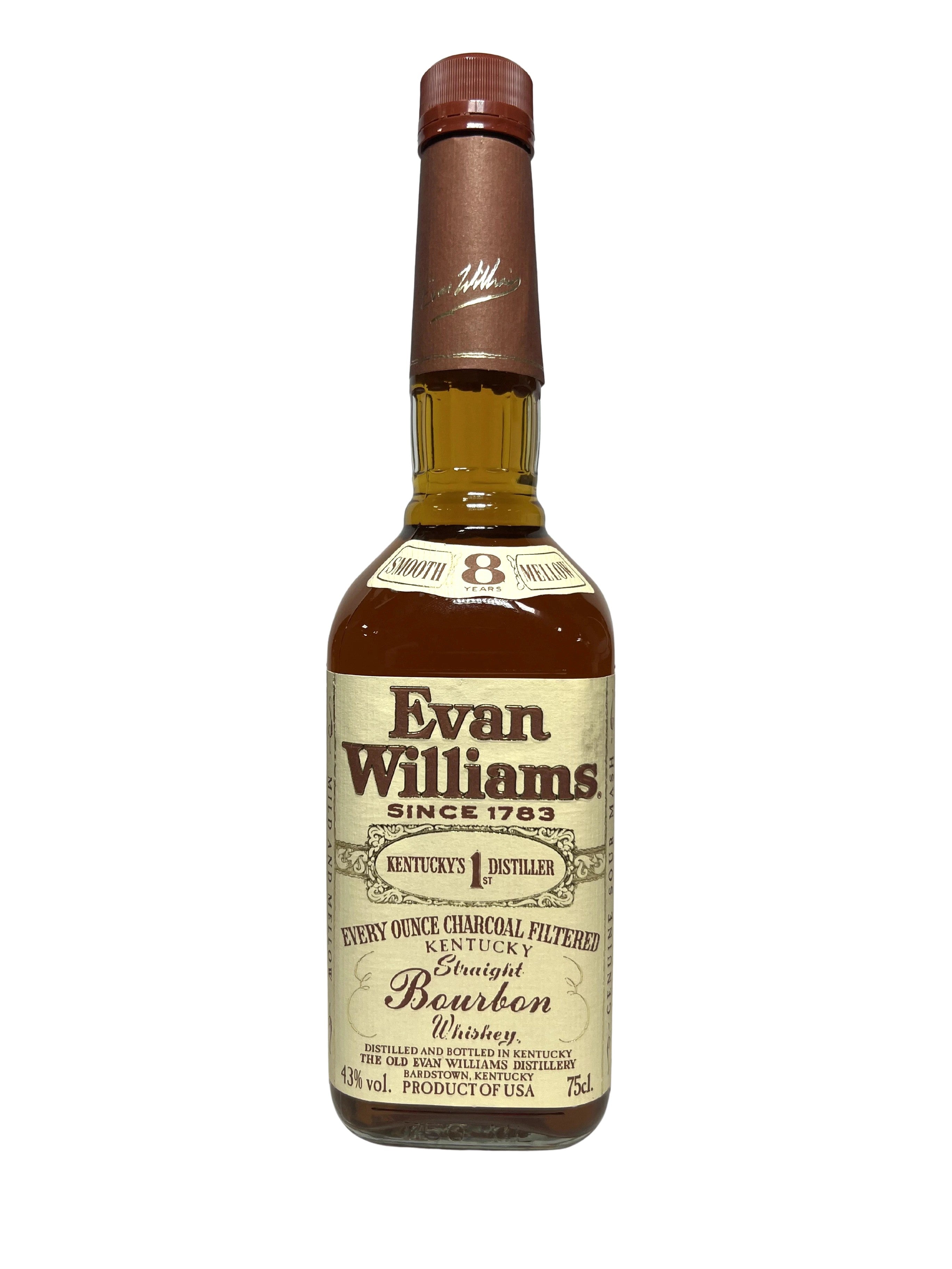 Evan Williams 8-year 1999 (pre-fire) -bottle front