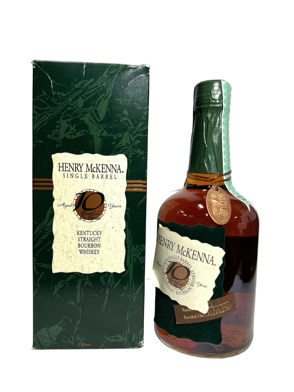 Henry McKenna 10-year BIB 1990 (pre-fire) -bottle front