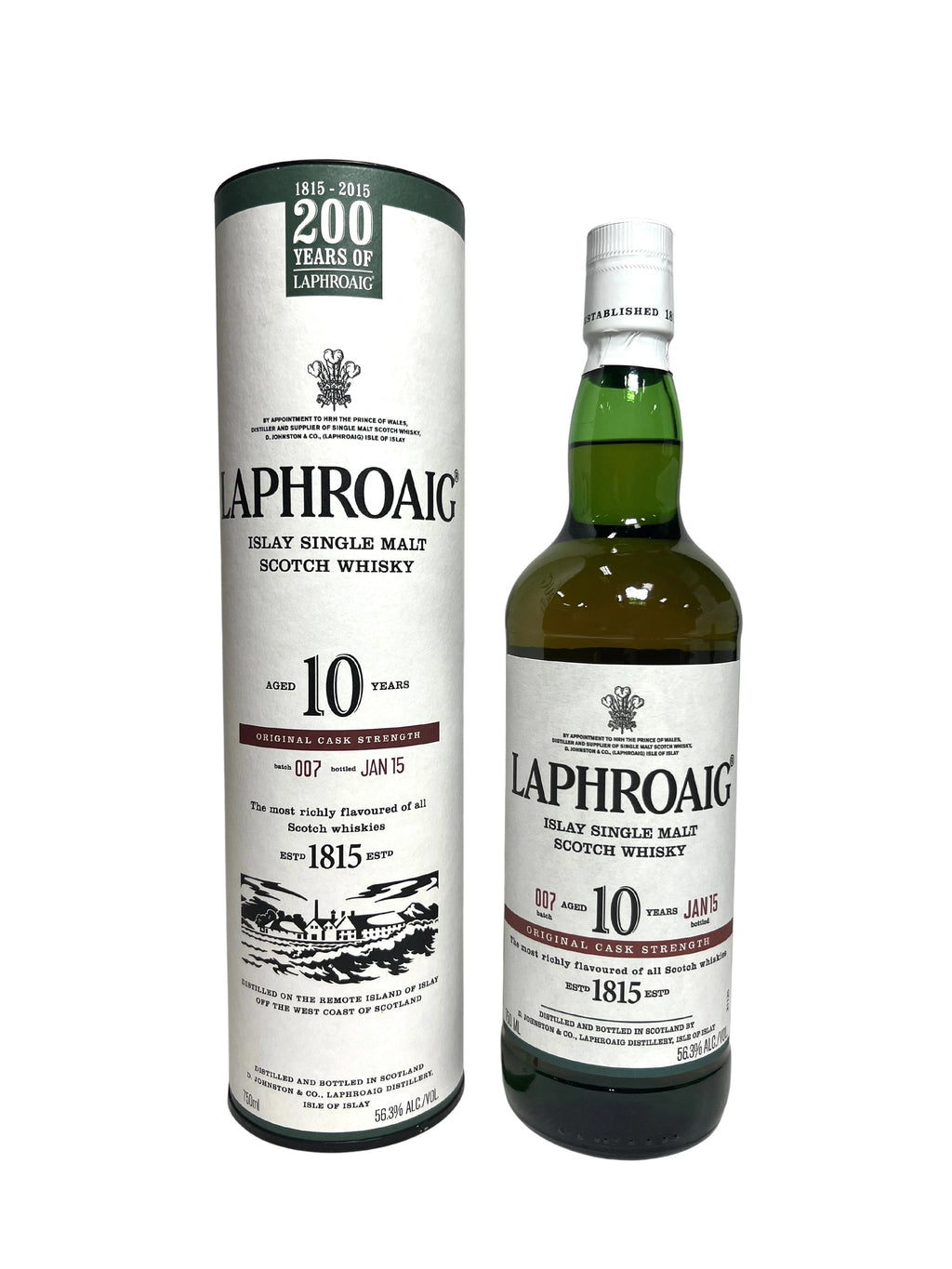 Laphroaig 10-year Cask Strength 2015 -bottle front