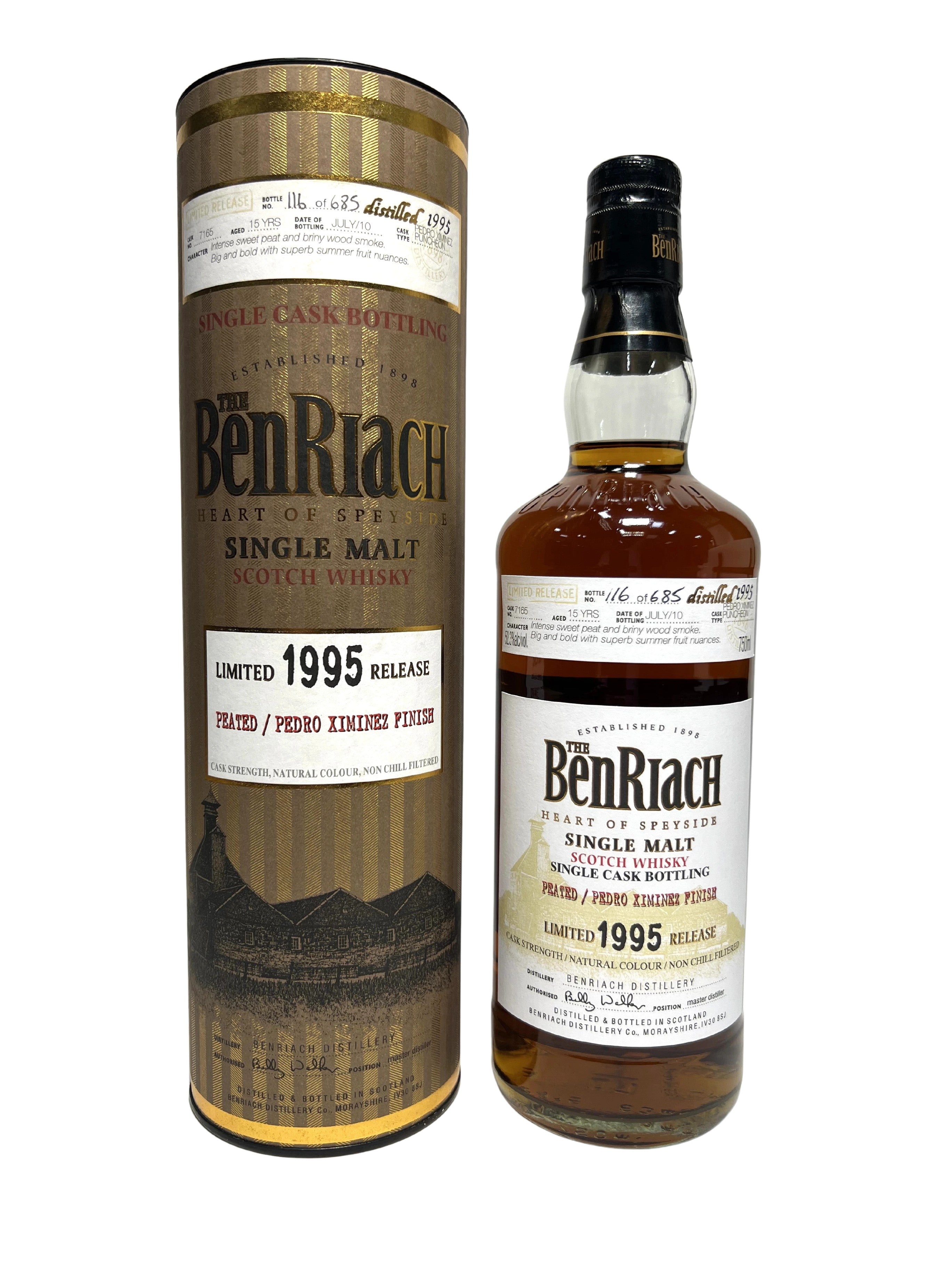BenRiach Release Peated / Pedro Ximinez Finish 1995–2010 -bottle front