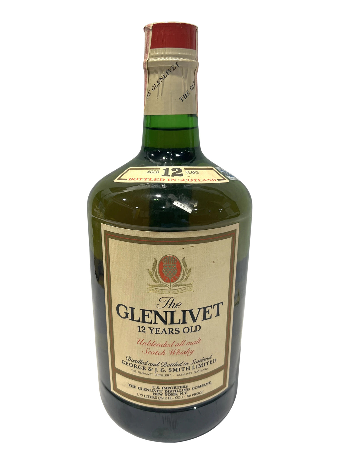 Glenlivet 12 Years Old Unblended All Malt 1970's 1.75 Liter -bottle front