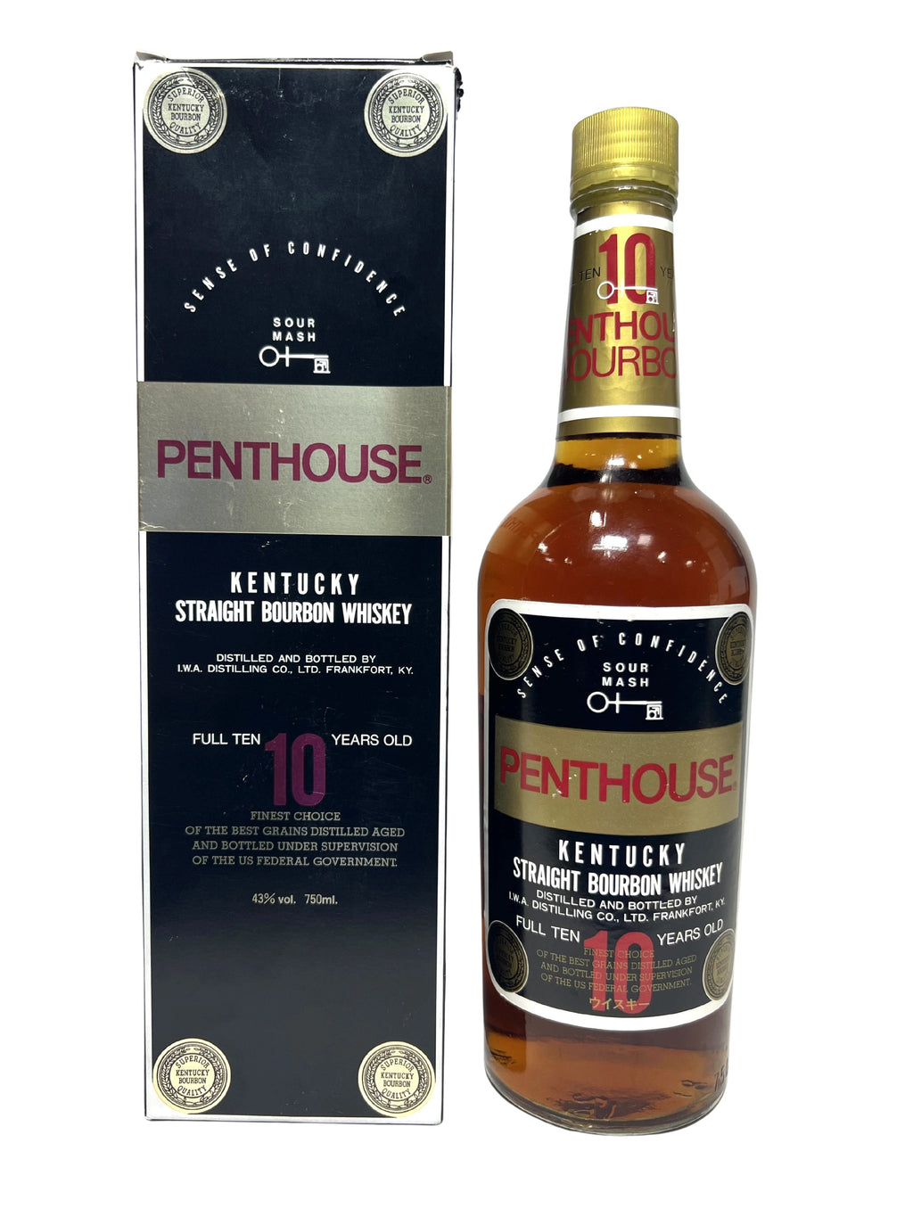 Penthouse Kentucky Straight Bourbon Whiskey 1989 -bottle front