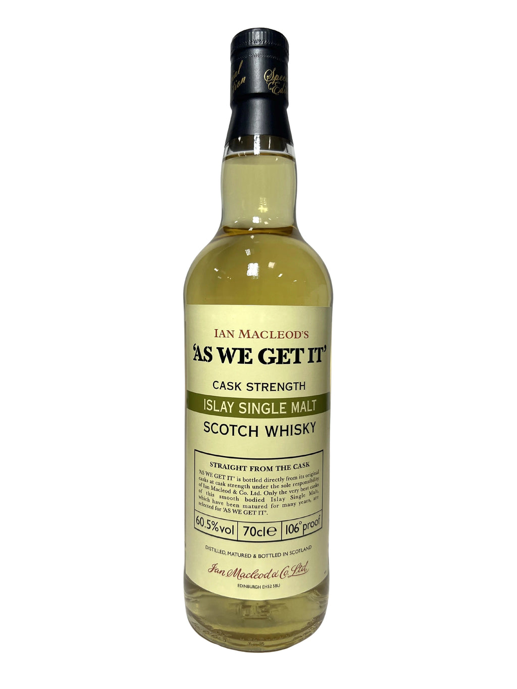 As We Get It Islay Single Malt -bottle front