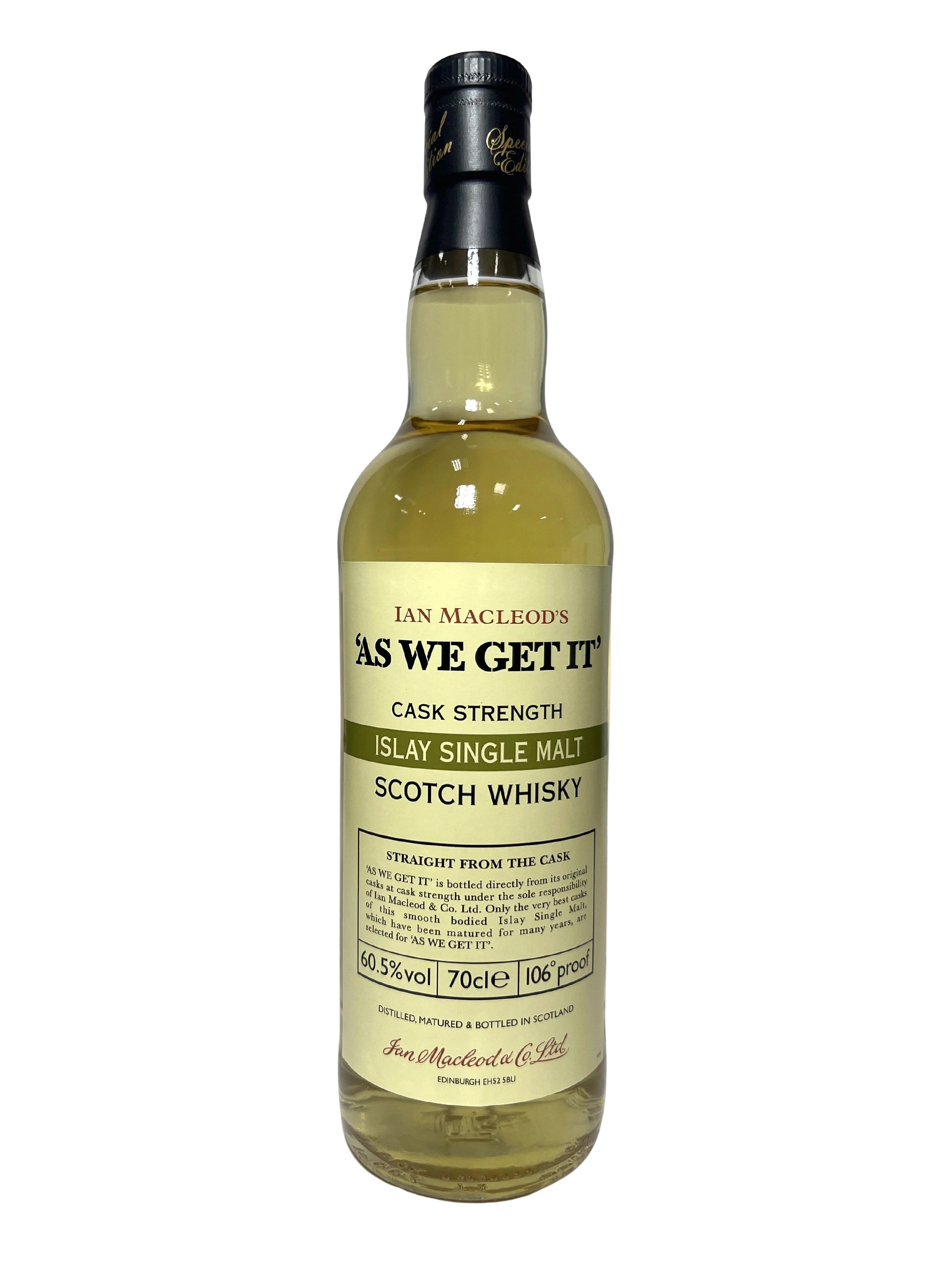 As We Get It Islay Single Malt -bottle front