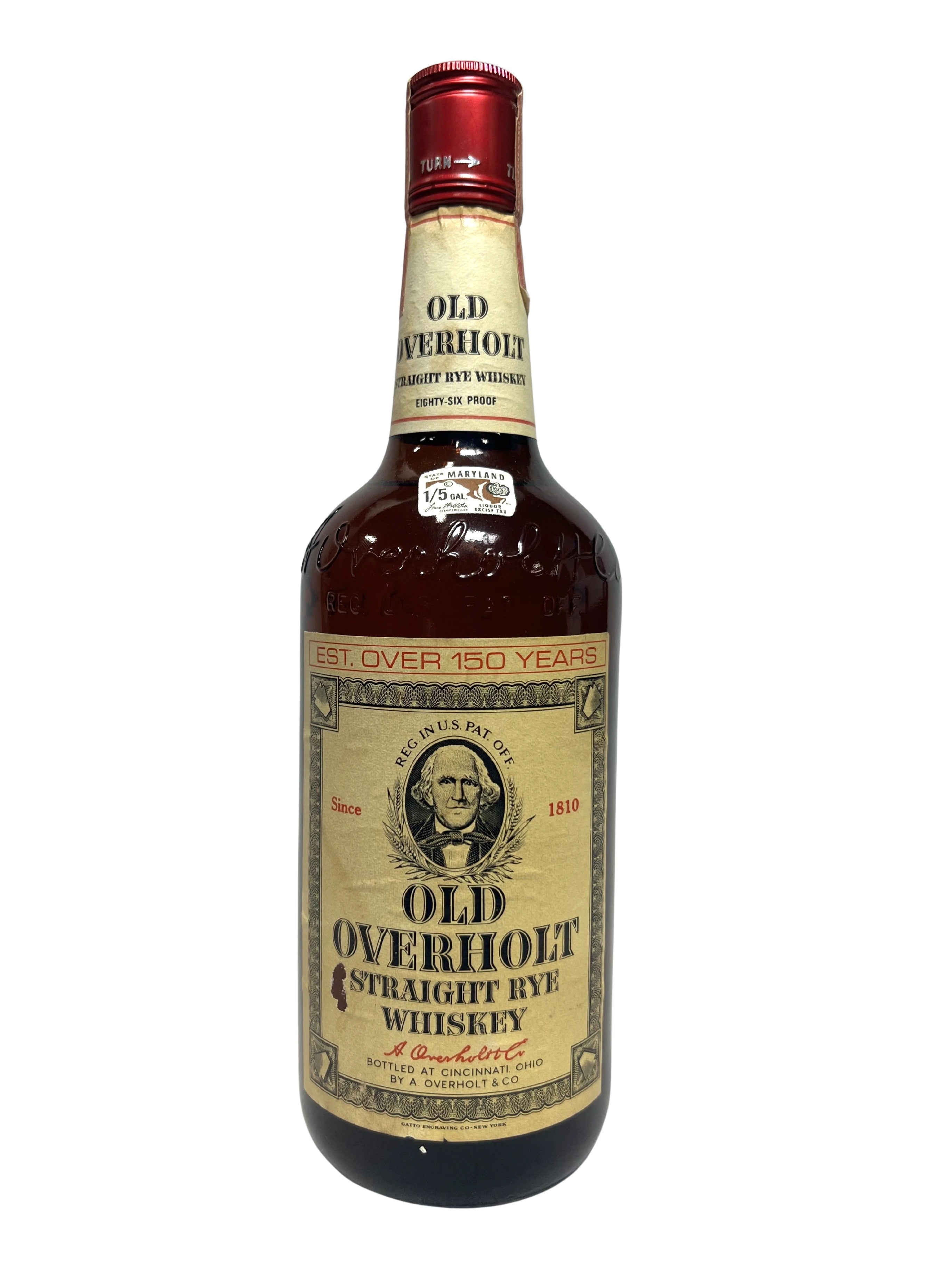 Old Overholt Straight Rye 1972 PA distilled (National Distillers) -bottle front