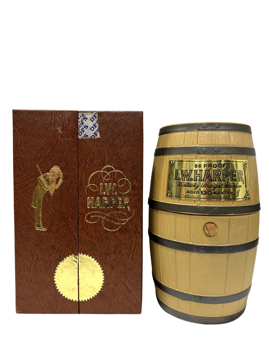 I.W. Harper mini-barrel decanter -bottle front