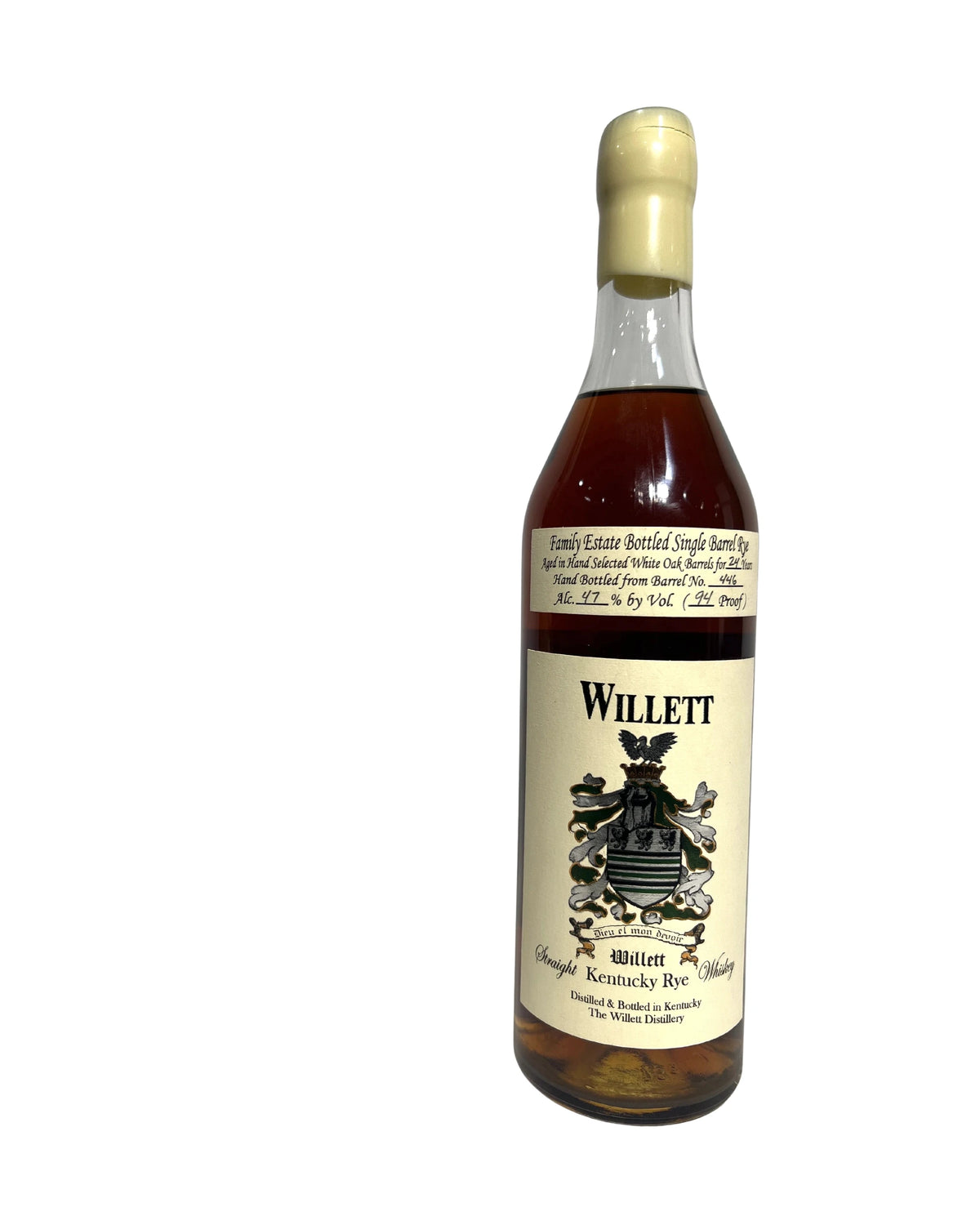 Willett 24 Year Single Barrel Rye  (#446) 94 Proof 750ml -bottle front
