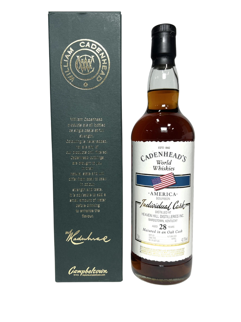 Heaven Hill 28-year Cadenhead's 2020 (pre-fire) -bottle front