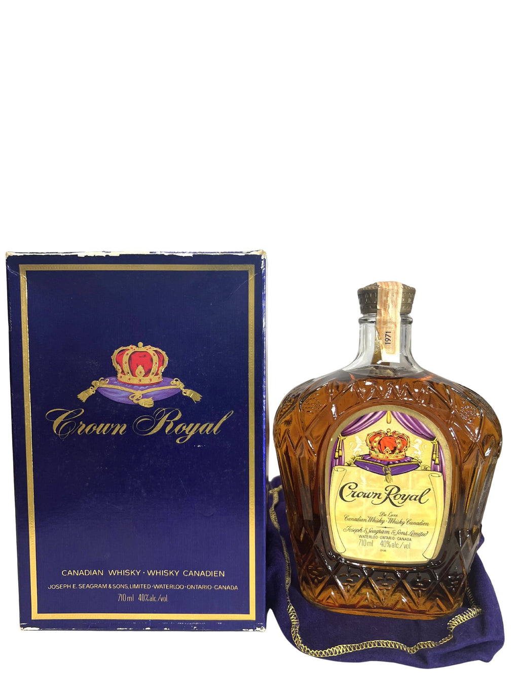 Crown Royal 1971 710ml with bag and box -bottle front