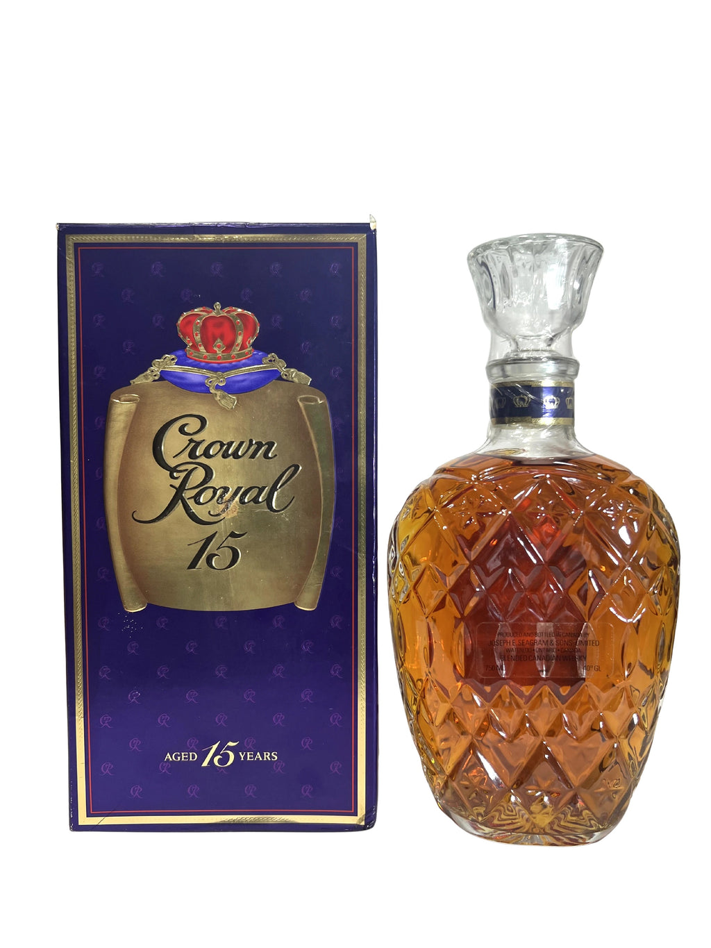 Crown Royal 15-year Paper Lablel 1990's with box -bottle front