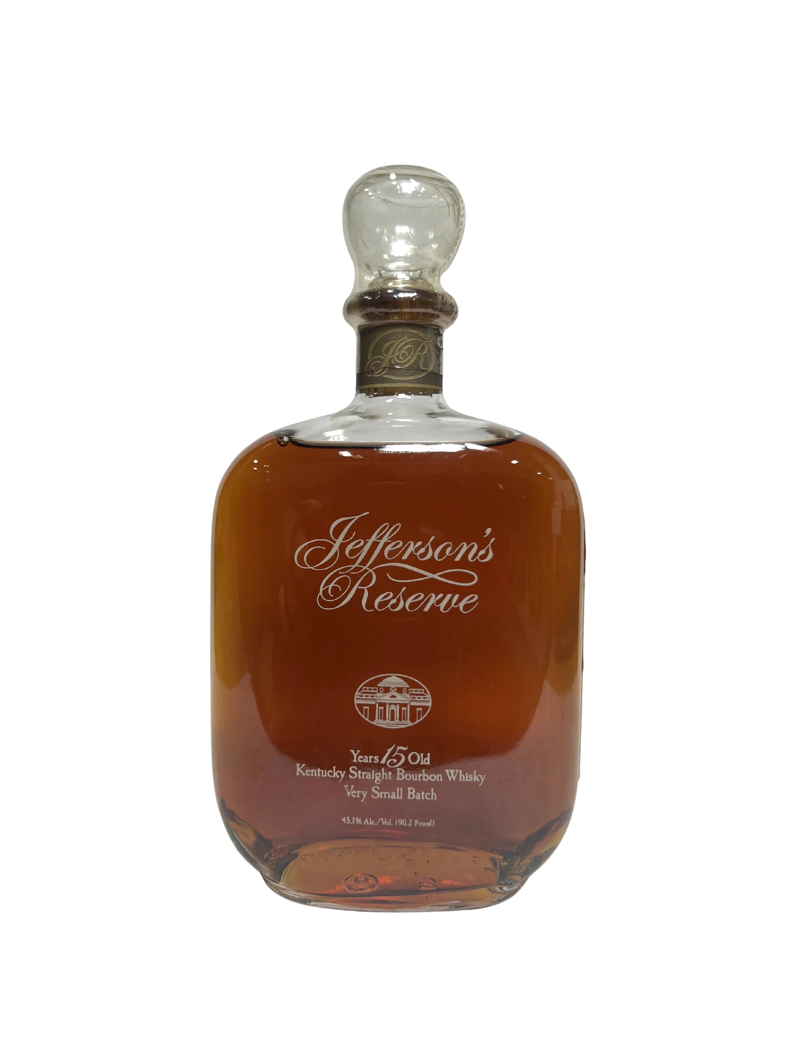 Jefferson's 15-year Glass Top 1990's (1st Jefferson's Release) -bottle front