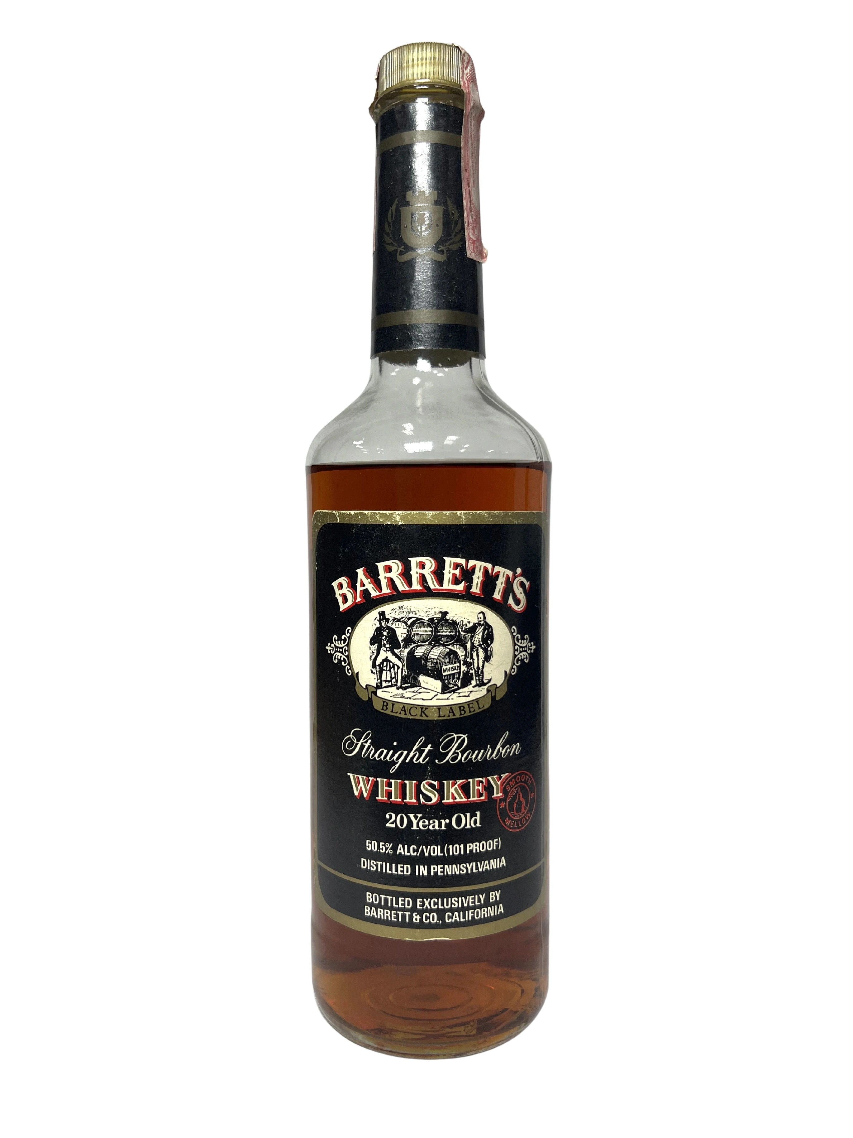 Barrett's 20-year 101pf. PA Bourbon 1990's -bottle front