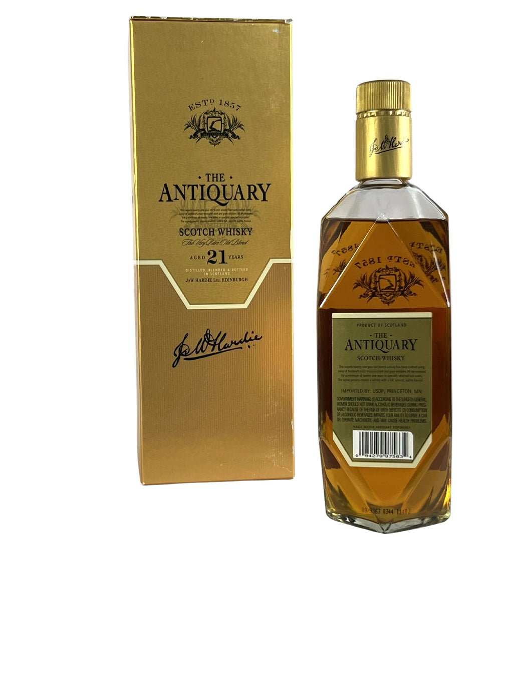 The Antiquary 21-year Scotch -bottle back