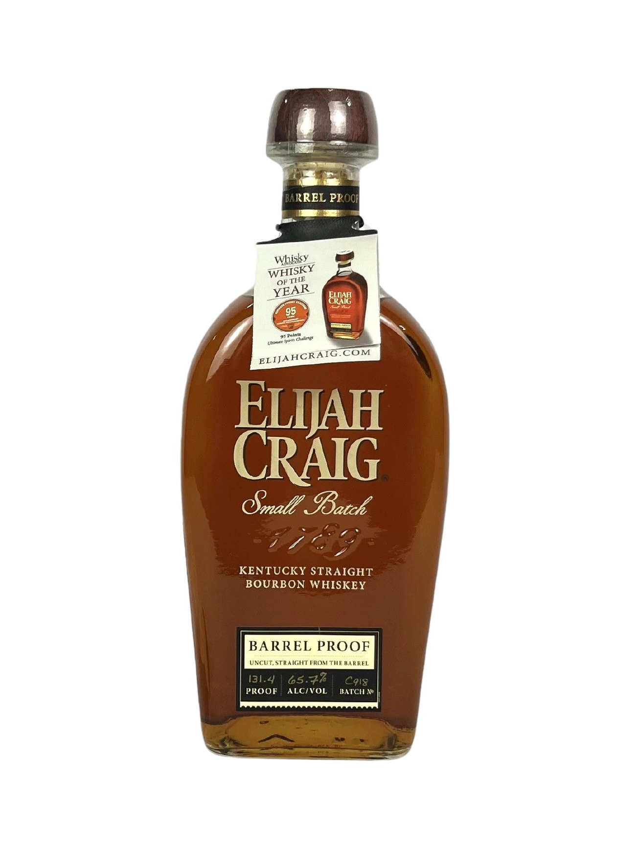 Elijah Craig Barrel Proof C918 -bottle back