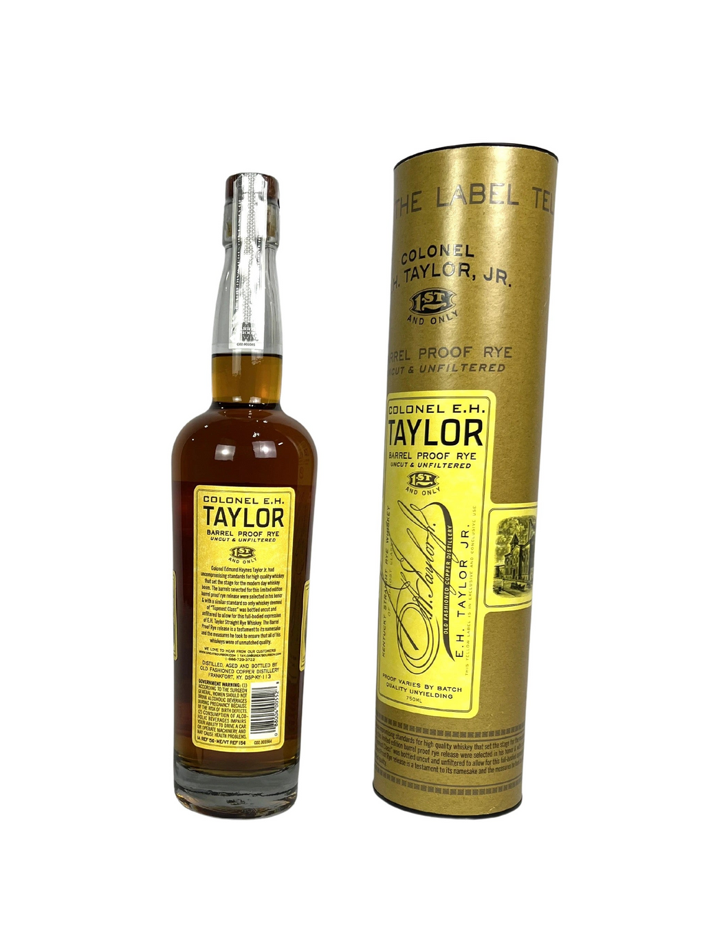 E.H. Taylor Barrel Proof Rye -bottle back
