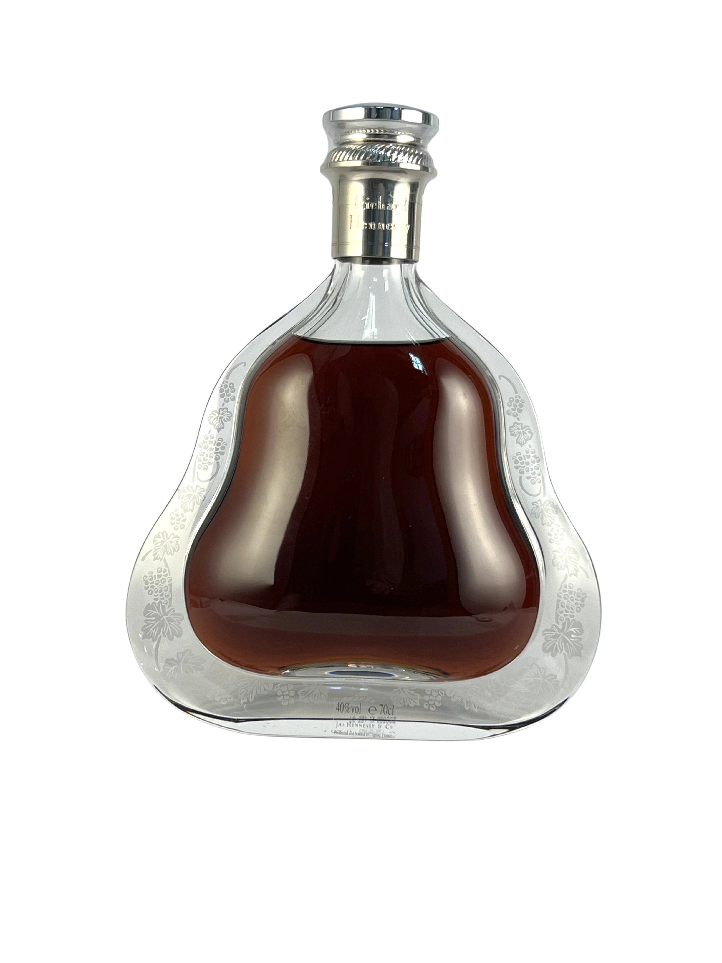Richard Hennessy first edition (wooden top) with box, replacement stopper, and certificate -bottle back