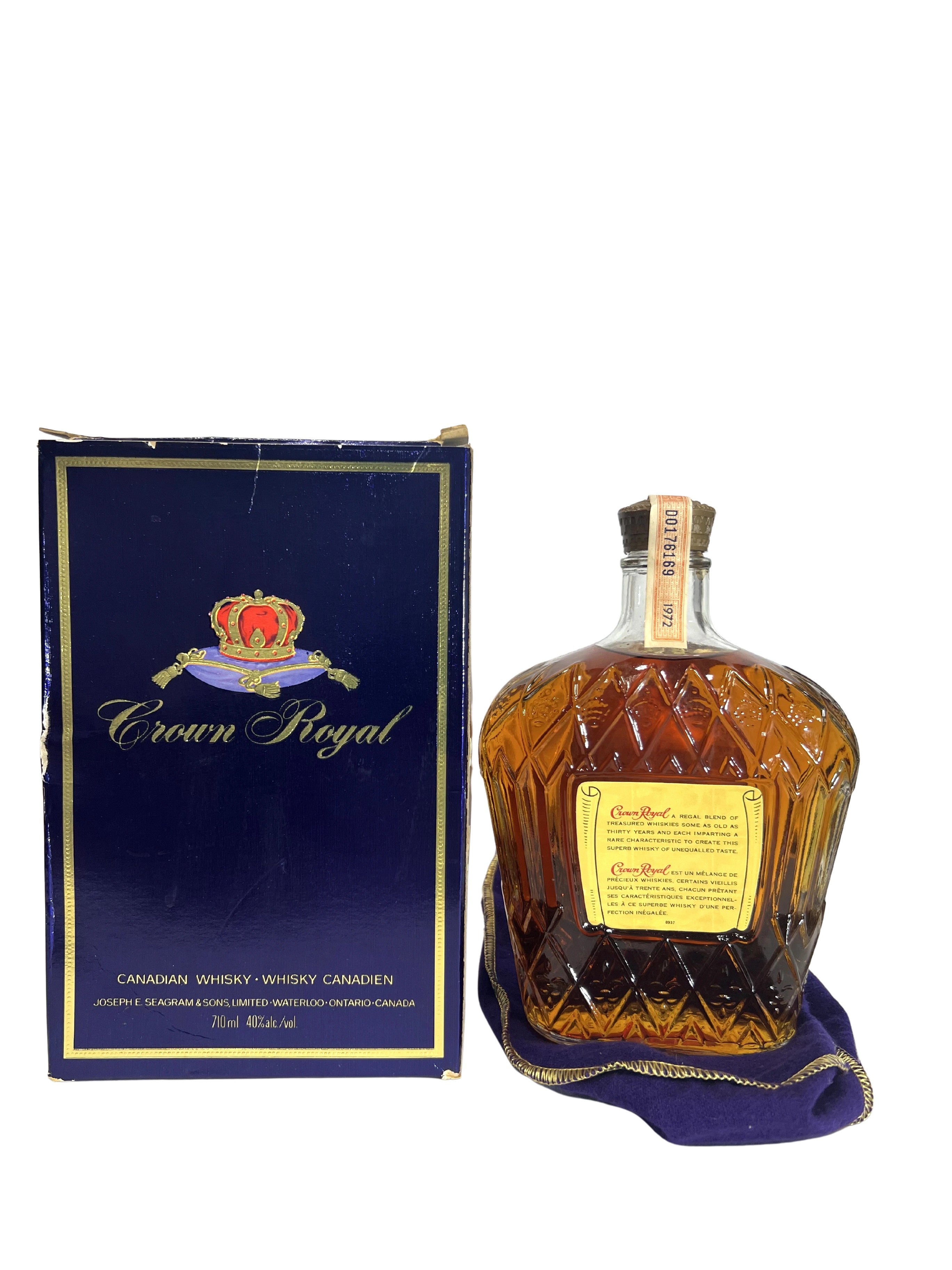 Crown 1972 710ml with bag and box -bottle back