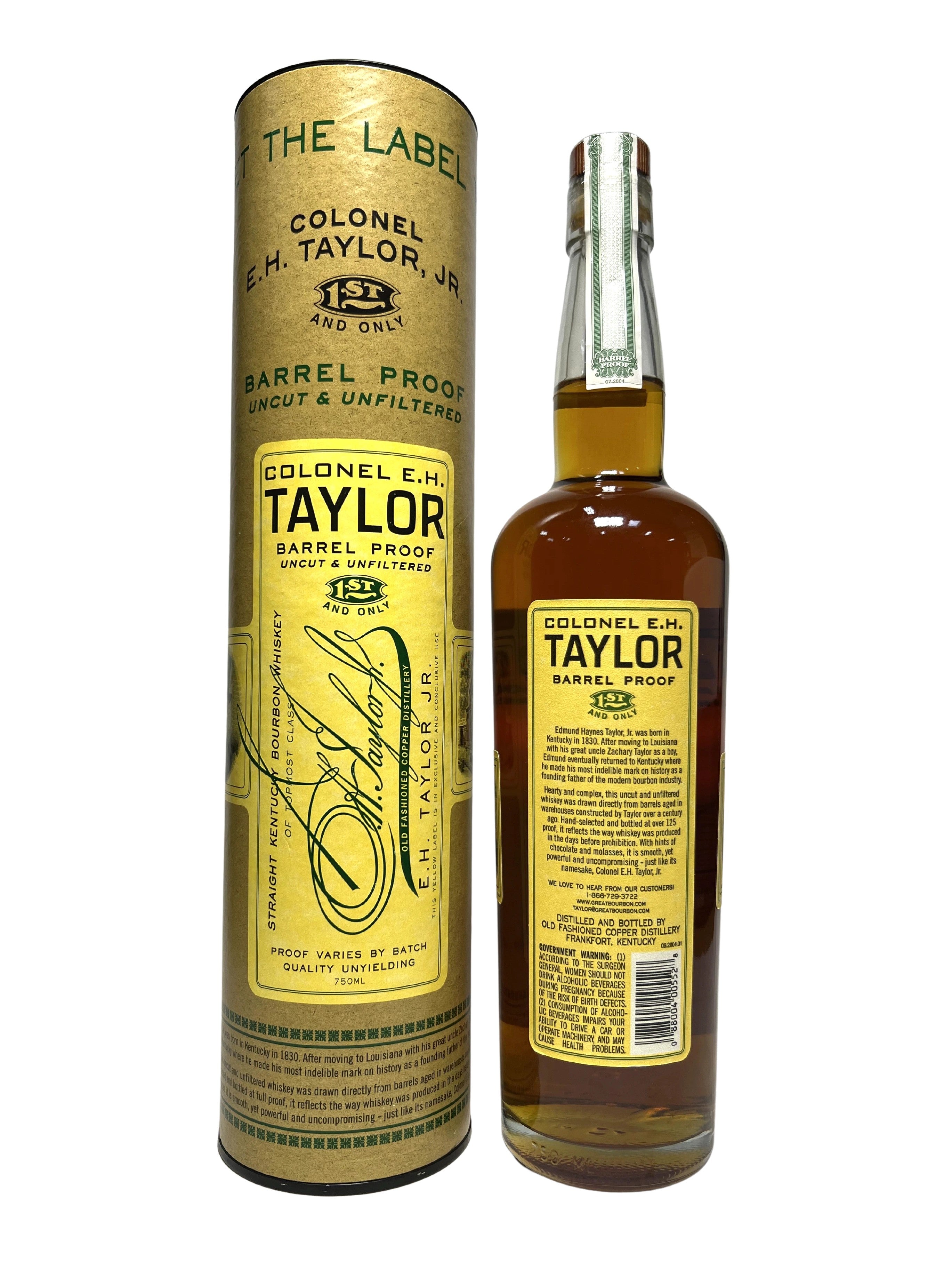 Colonel E.H. Taylor Barrel Proof Bourbon batch 5 2016 -bottle back