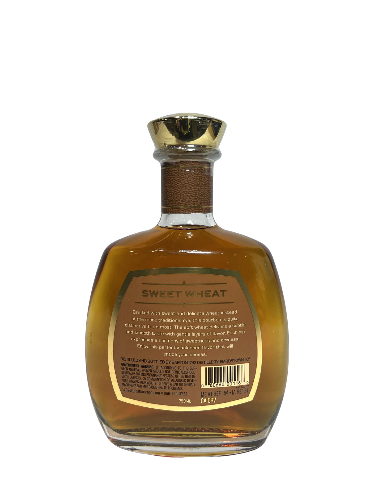 1792 Sweet Wheat Kentucky Straight Bourbon Whiskey -bottle back