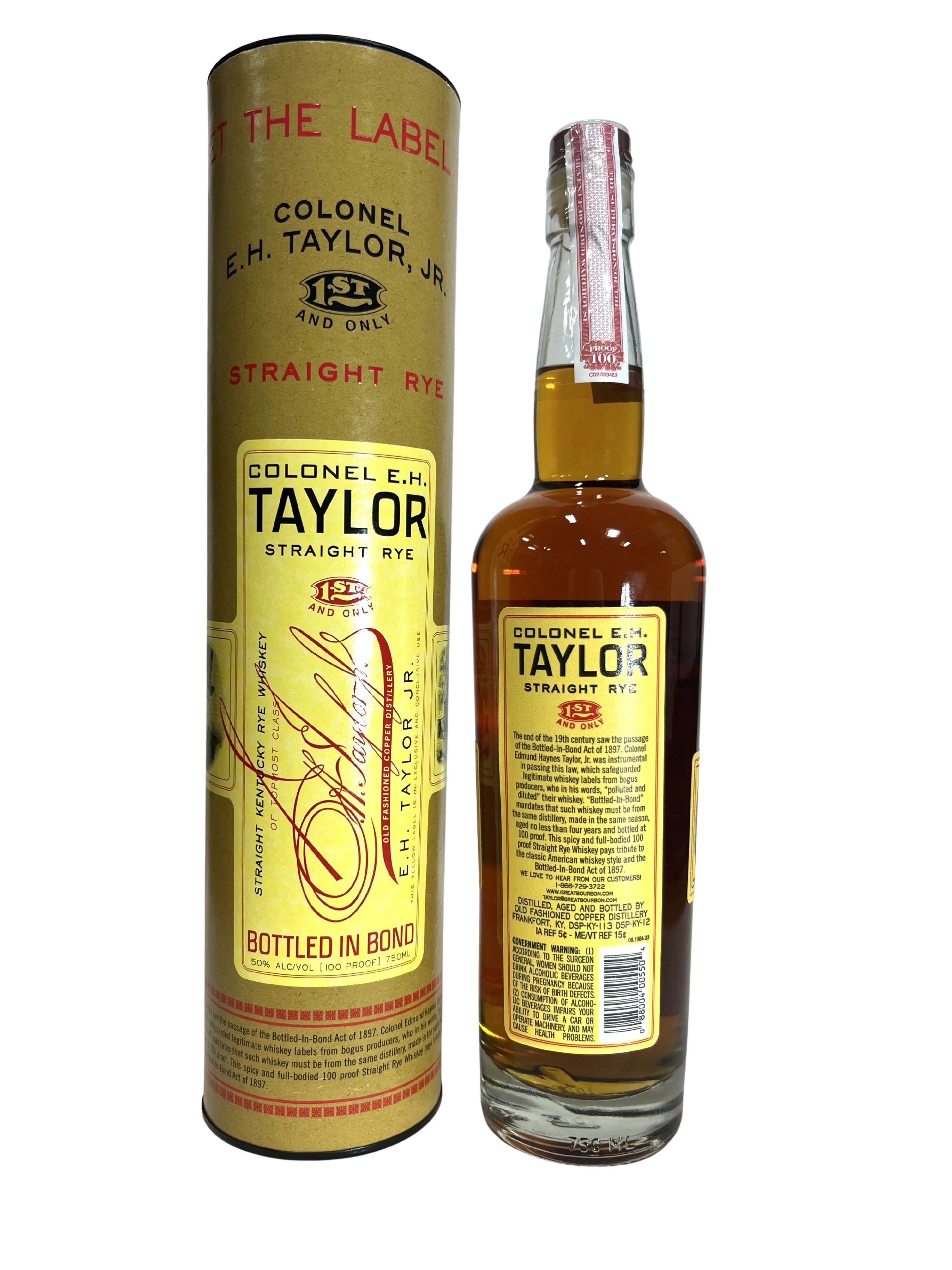 Colonel E.H. Taylor Straight Rye -bottle back