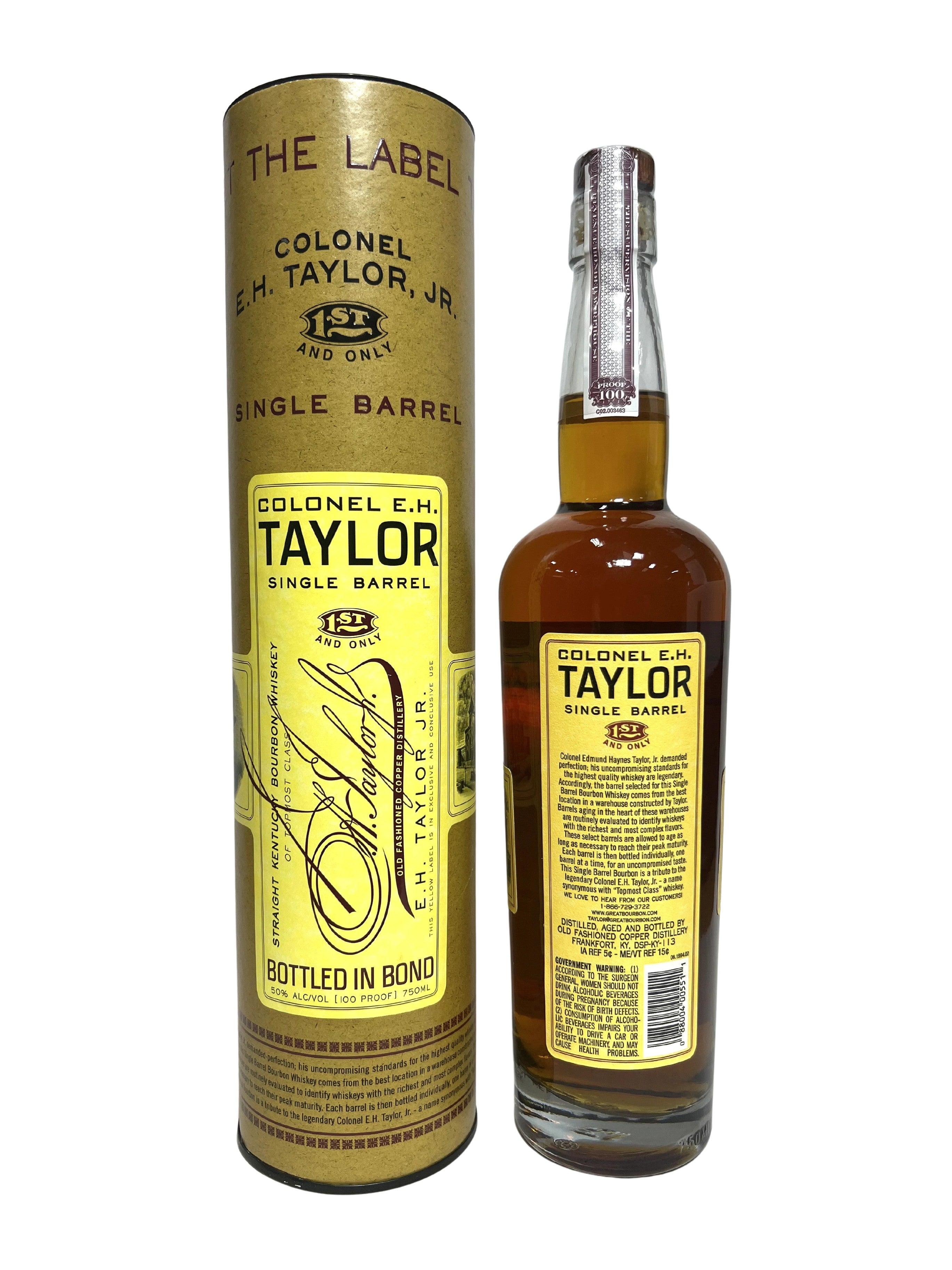 Colonel E.H. Taylor Single Barrel -bottle back