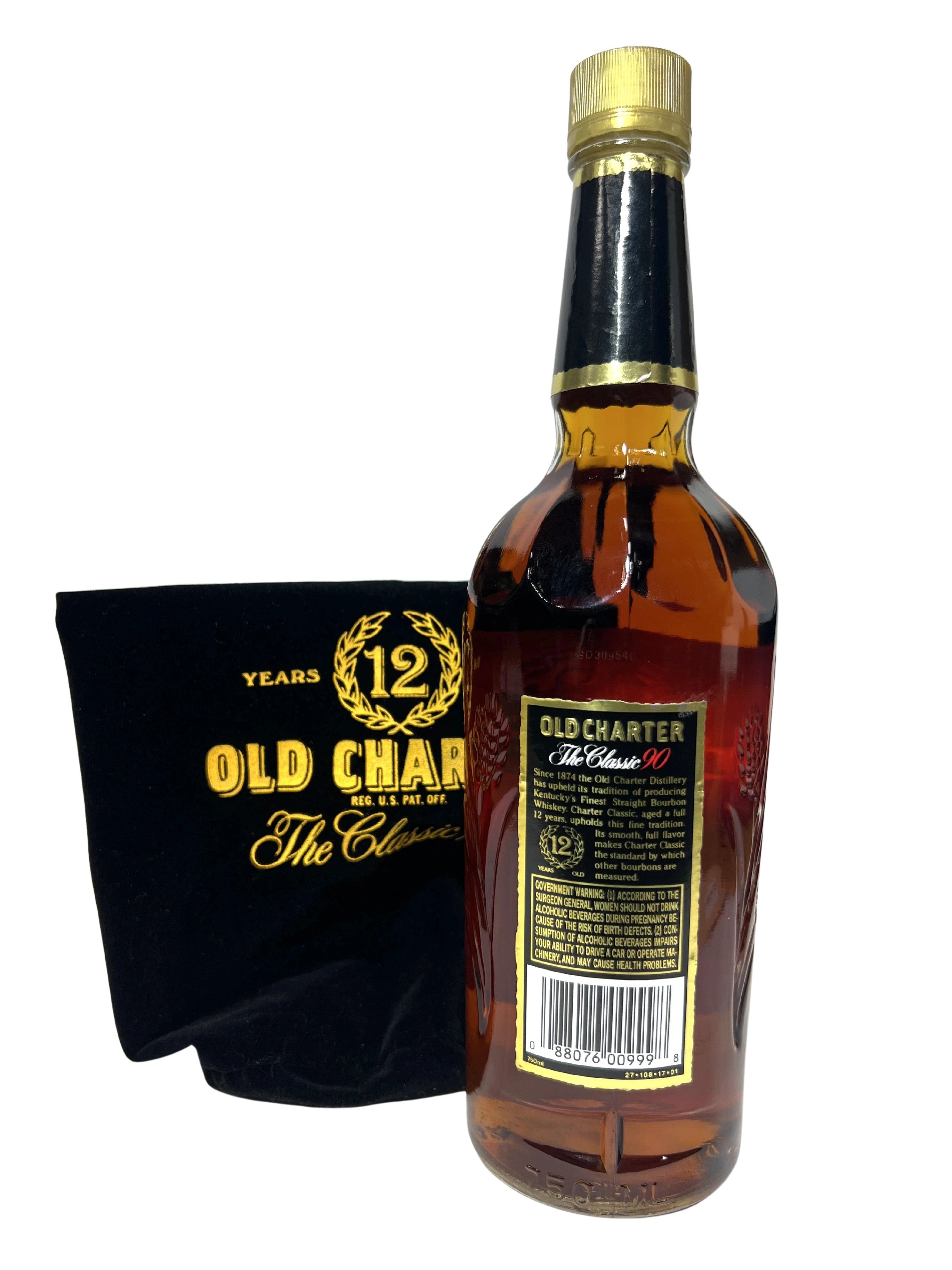 Old Charter 12-year 90pf. 1991 (Louisville) -bottle back