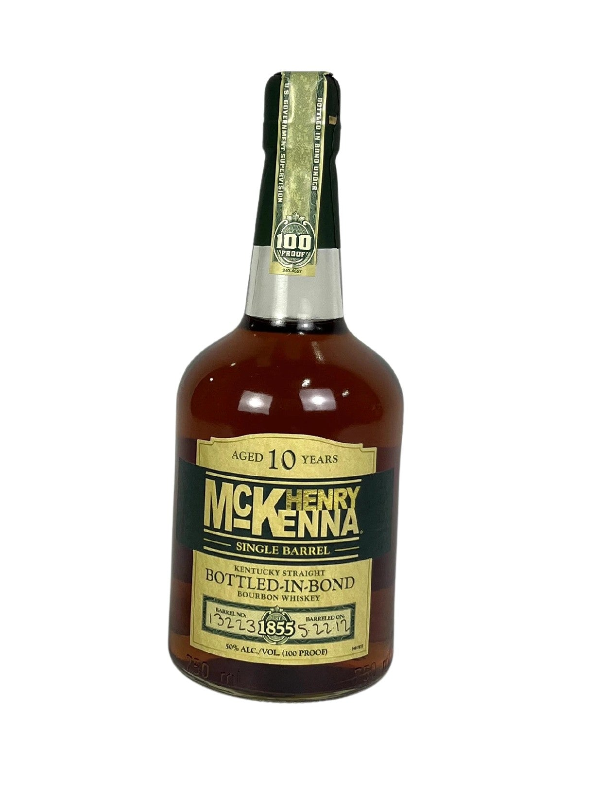 Henry McKenna 10-year BIB 1995 (pre-fire) -bottle back