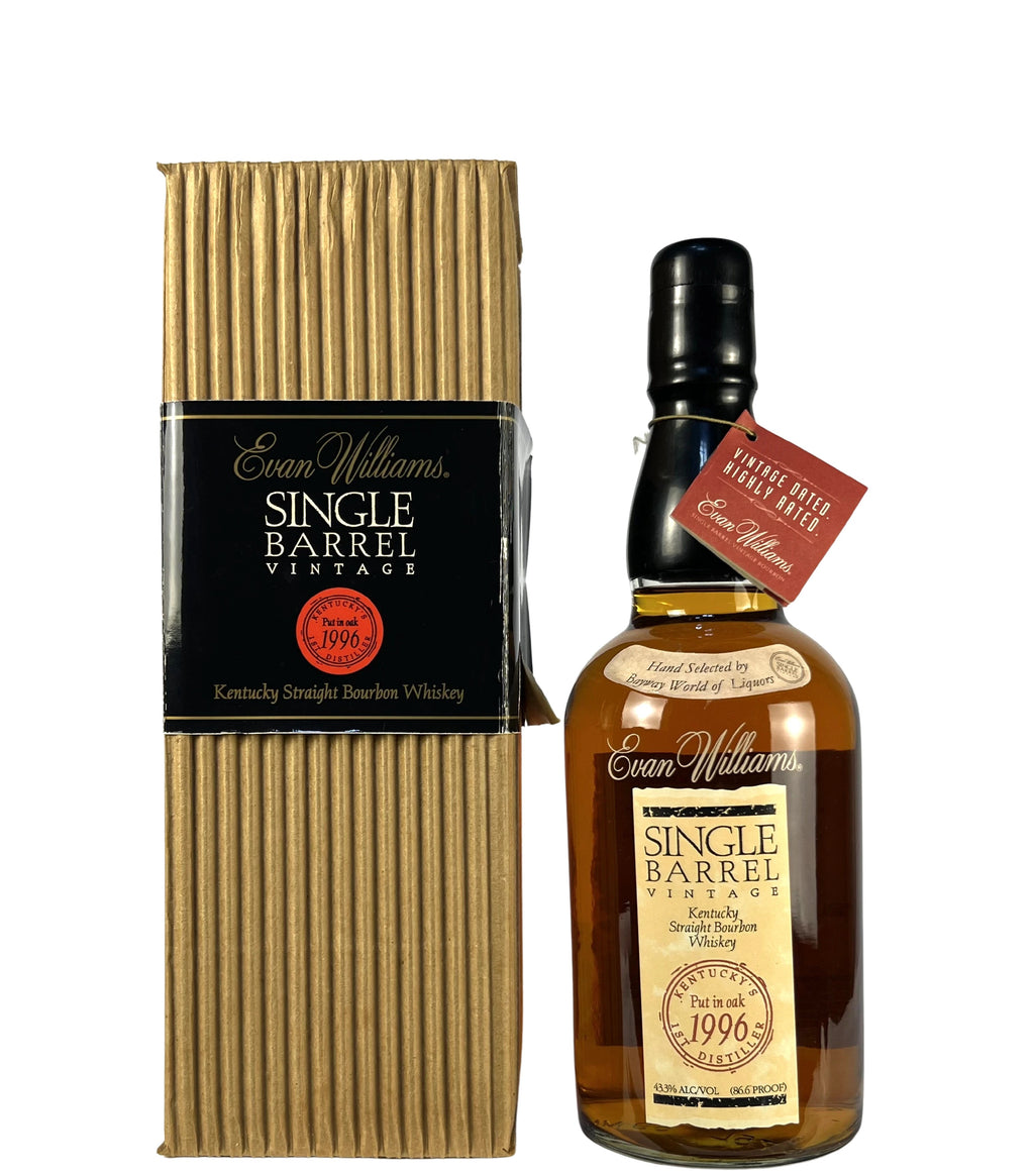 Evan Williams Single Barrel Vintage Kentucky Straight Bourbon Whiskey 1996 -bottle back