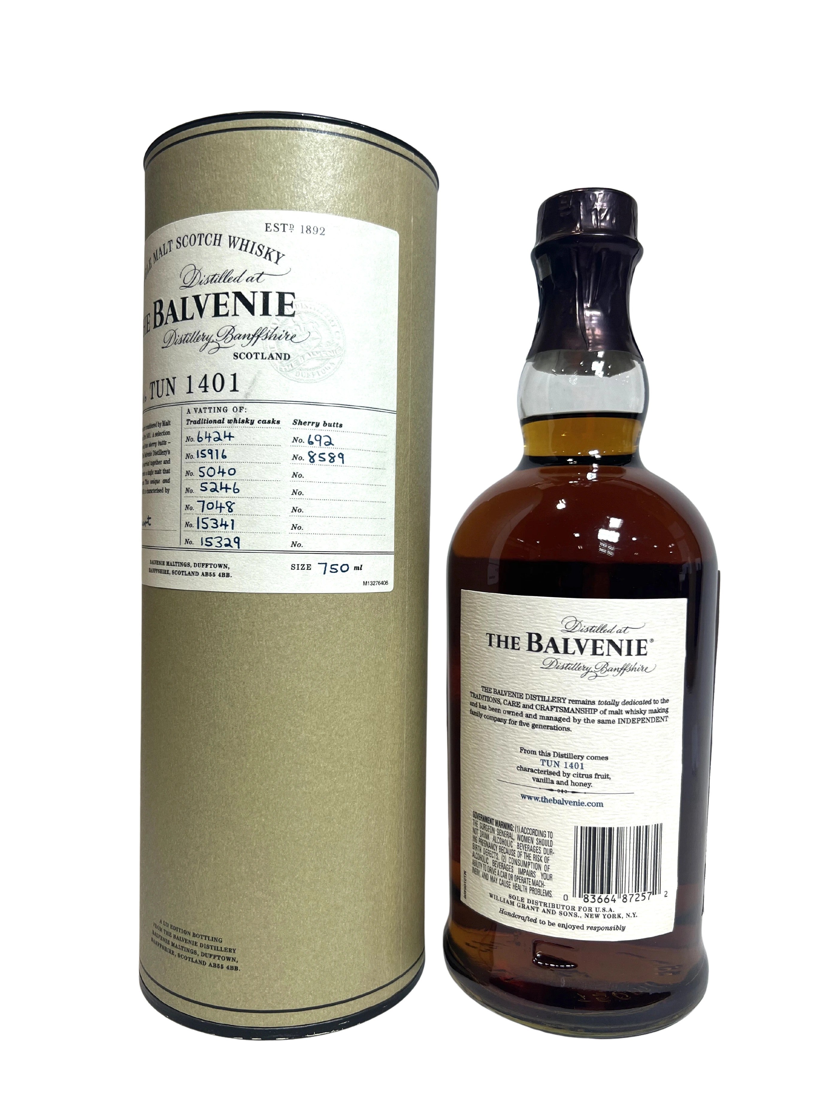 The Balvenie Batch No.6 Tun 1401 -bottle back