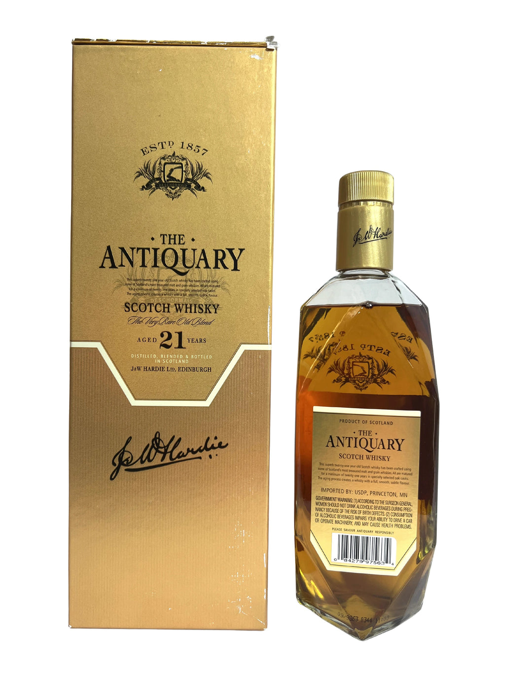 The Antiquary 21-year Scotch -bottle back