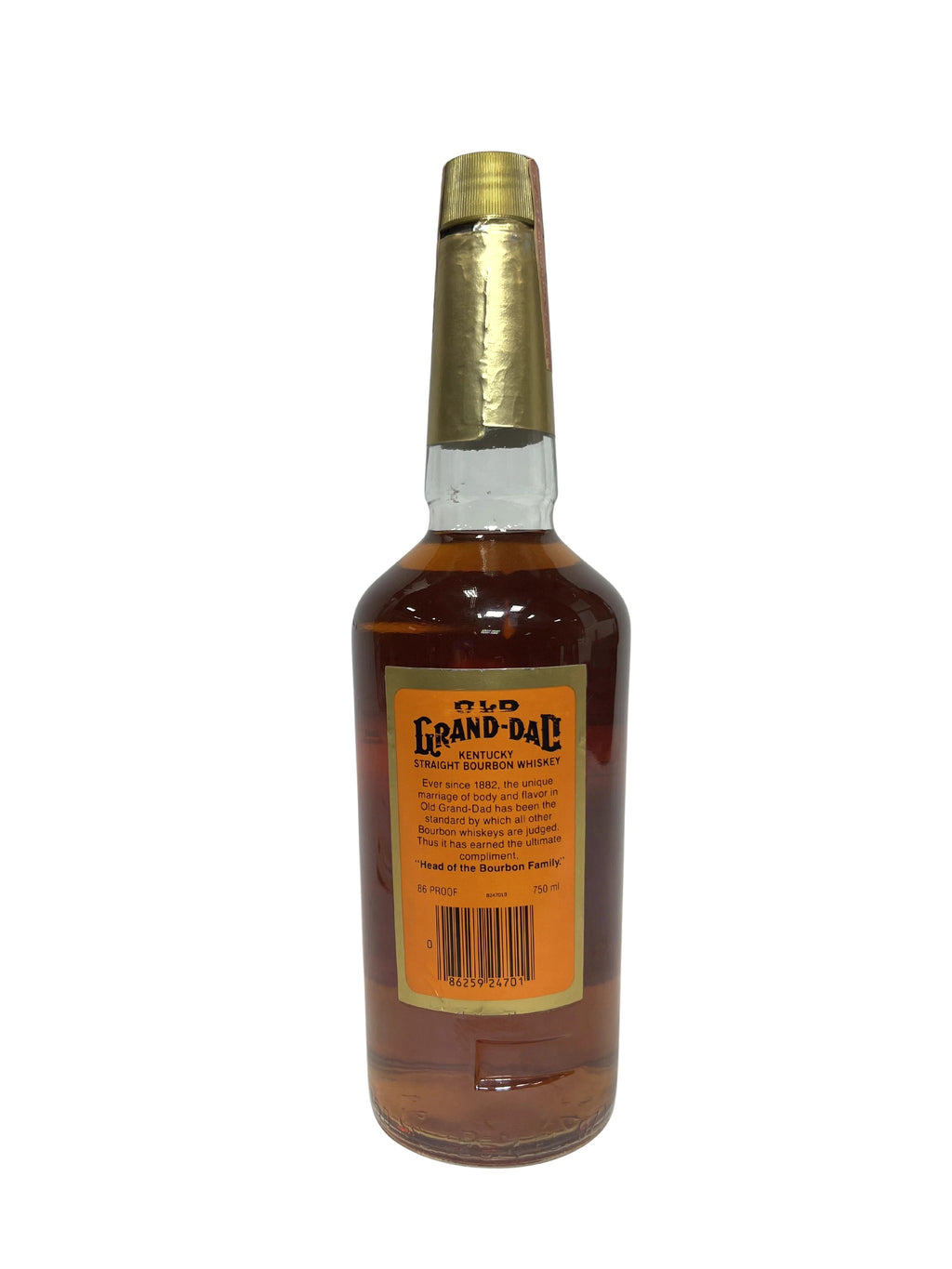 Old Grand Dad 86pf. 1982 (National Distillers) -bottle back
